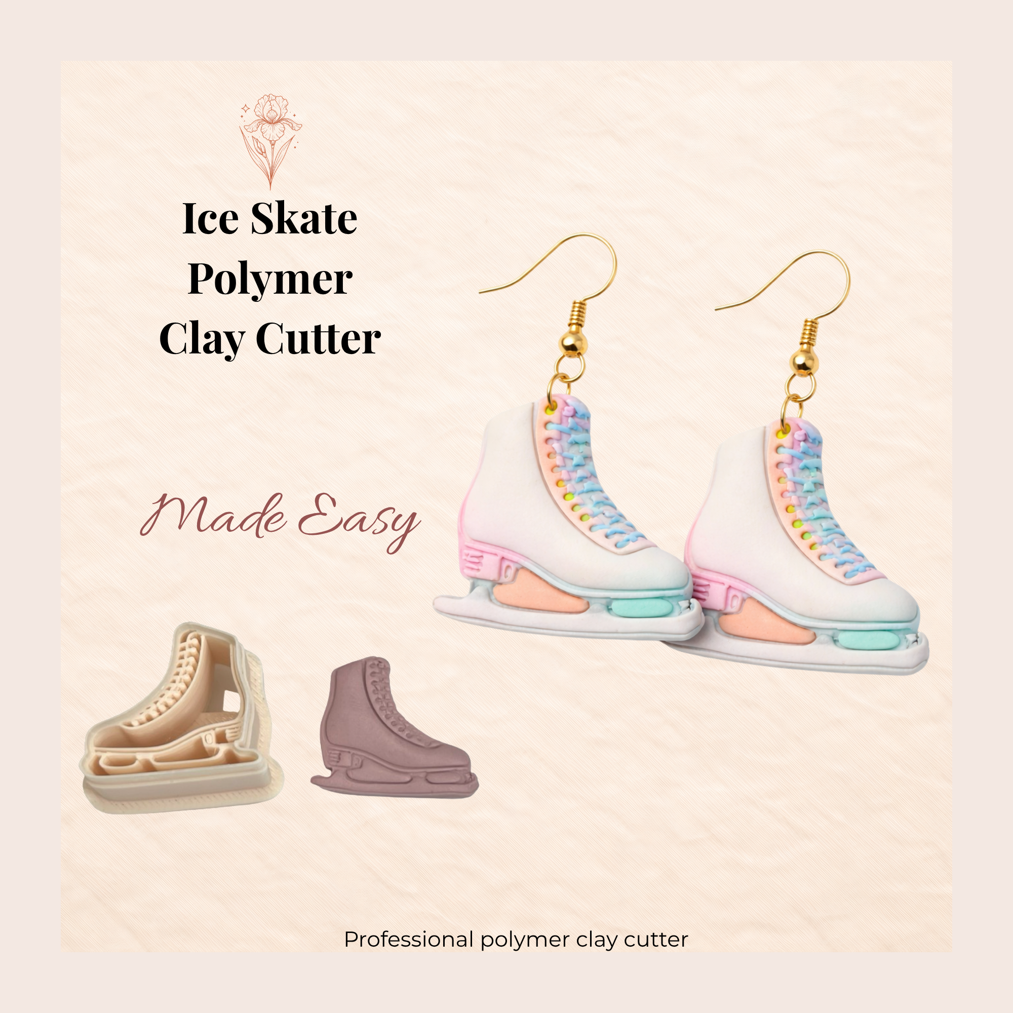 Ice Skate Polymer Clay Cutter 25-45mm | Sport Jewellery Making | IrisCrafts7