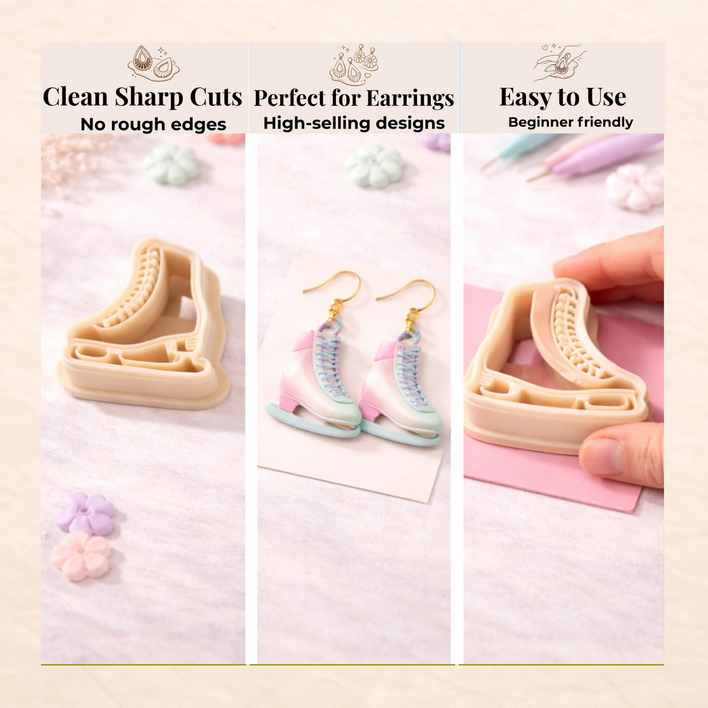 Ice Skate Polymer Clay Cutter 25-45mm | Sport Jewellery Making | IrisCrafts7