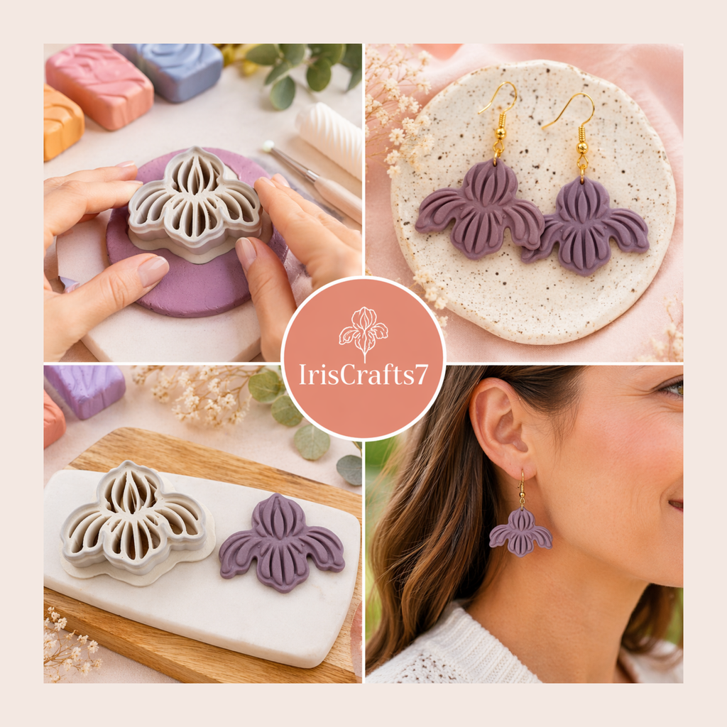 Iris Flower Polymer Clay Cutter 25-45mm | Floral Jewellery Making | IrisCrafts7