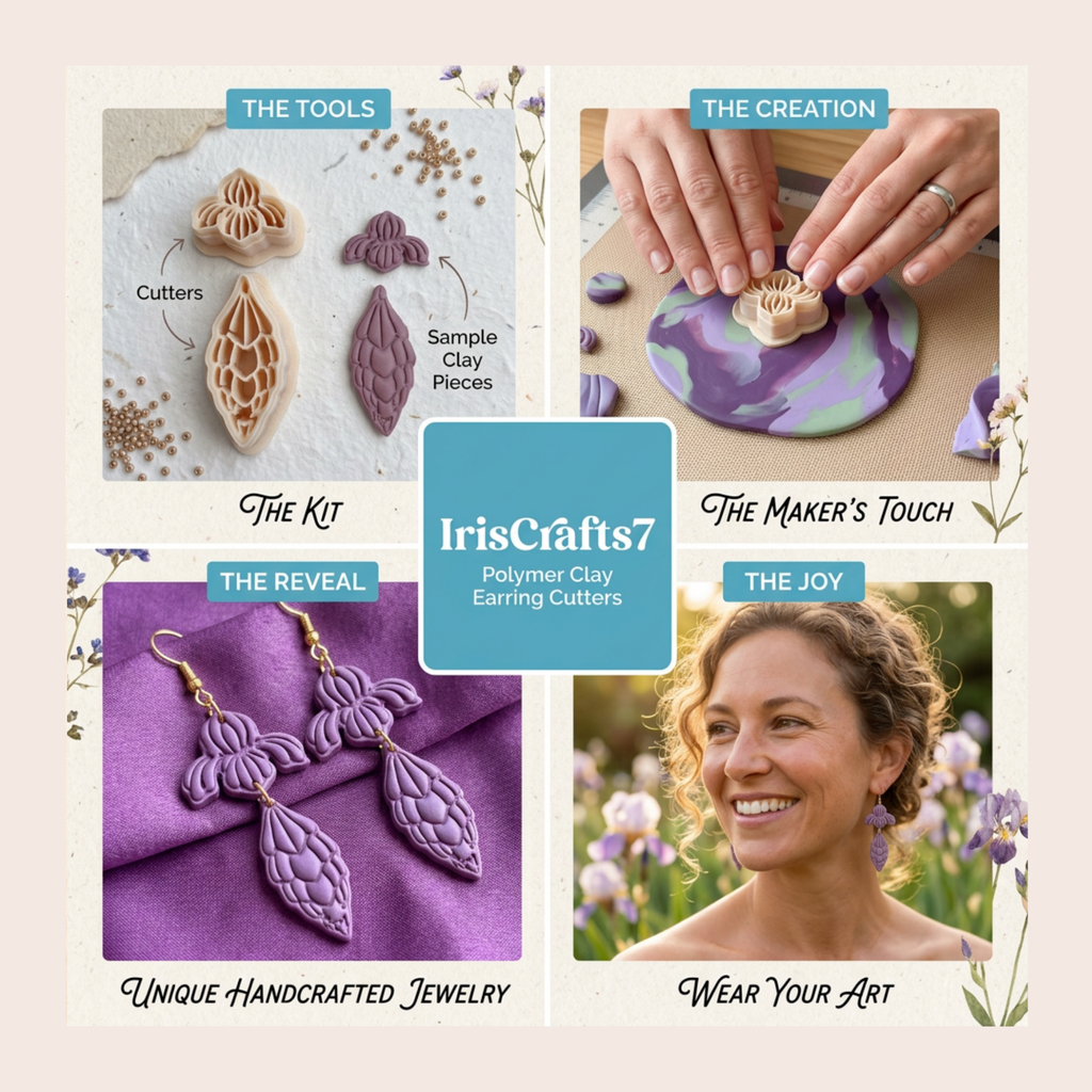 Iris Flower Set Polymer Clay Cutter 30-50mm | Floral Jewellery | IrisCrafts7