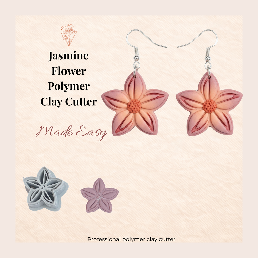 Jasmine Flower Polymer Clay Cutter | 3D Printed Floral Clay Earring Cutter | Botanical Shape Cutter for Clay Jewellery Making | Clay Earring Tool