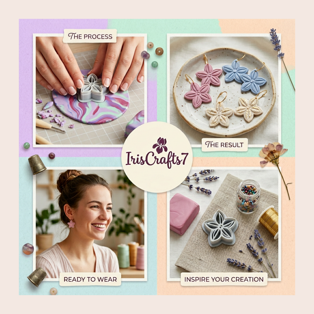 Jasmine Flower Polymer Clay Cutter | 3D Printed Floral Clay Earring Cutter | Botanical Shape Cutter for Clay Jewellery Making | Clay Earring Tool