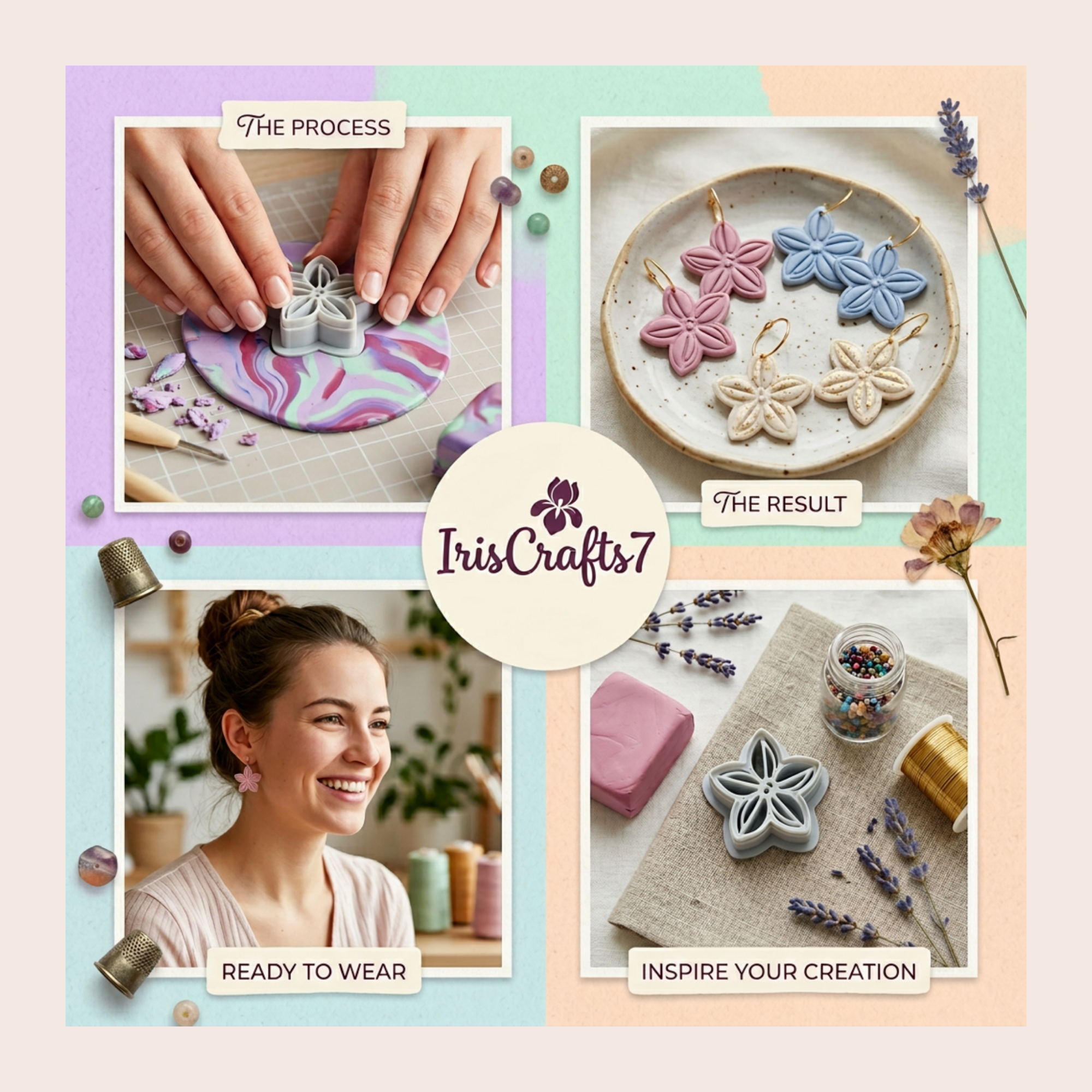 Jasmine Flower Polymer Clay Cutter | 3D Printed Floral Clay Earring Cutter | Botanical Shape Cutter for Clay Jewellery Making | Clay Earring Tool