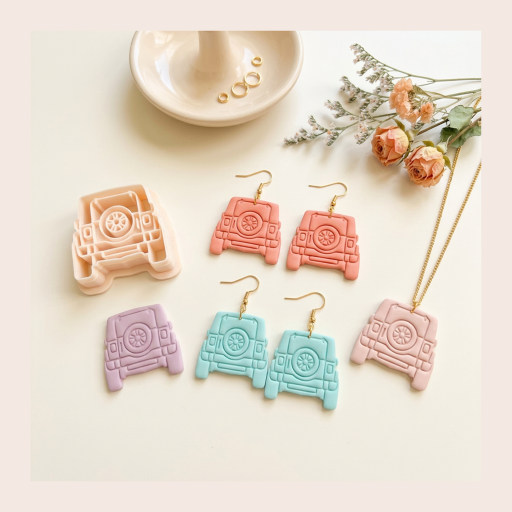 Jeep Back Polymer Clay Cutter | 3D Printed Car Clay Earring Cutter | Jeep Shape Cutter for Clay Jewellery Making | Clay Earring Tool