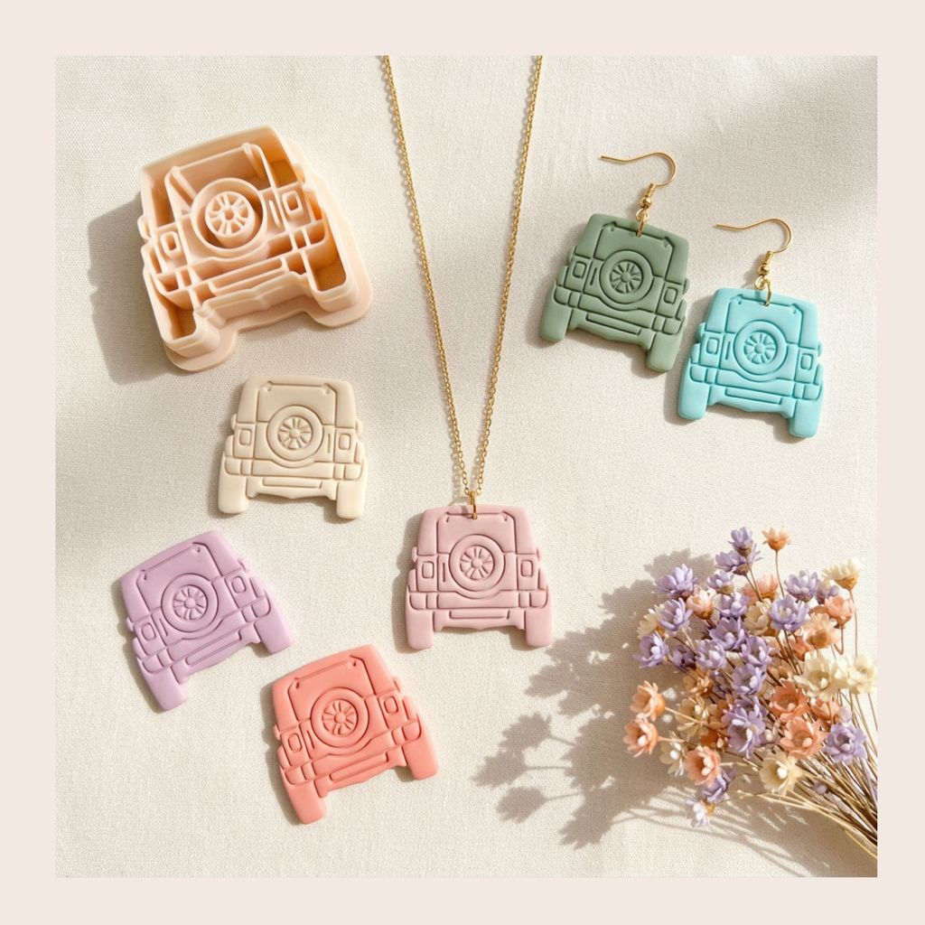 Jeep Back Polymer Clay Cutter | 3D Printed Car Clay Earring Cutter | Jeep Shape Cutter for Clay Jewellery Making | Clay Earring Tool