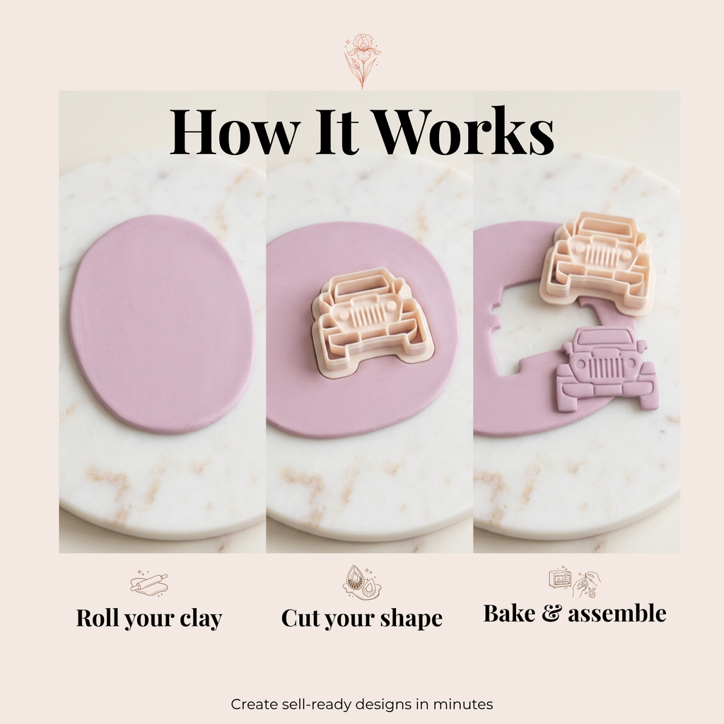 Jeep Front Polymer Clay Cutter | 3D Printed Car Clay Earring Cutter | Jeep Shape Cutter for Clay Jewellery Making | Clay Earring Tool