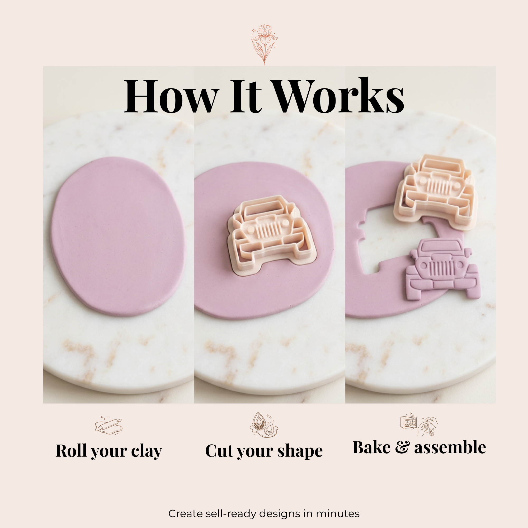 Jeep Front Polymer Clay Cutter | 3D Printed Car Clay Earring Cutter | Jeep Shape Cutter for Clay Jewellery Making | Clay Earring Tool