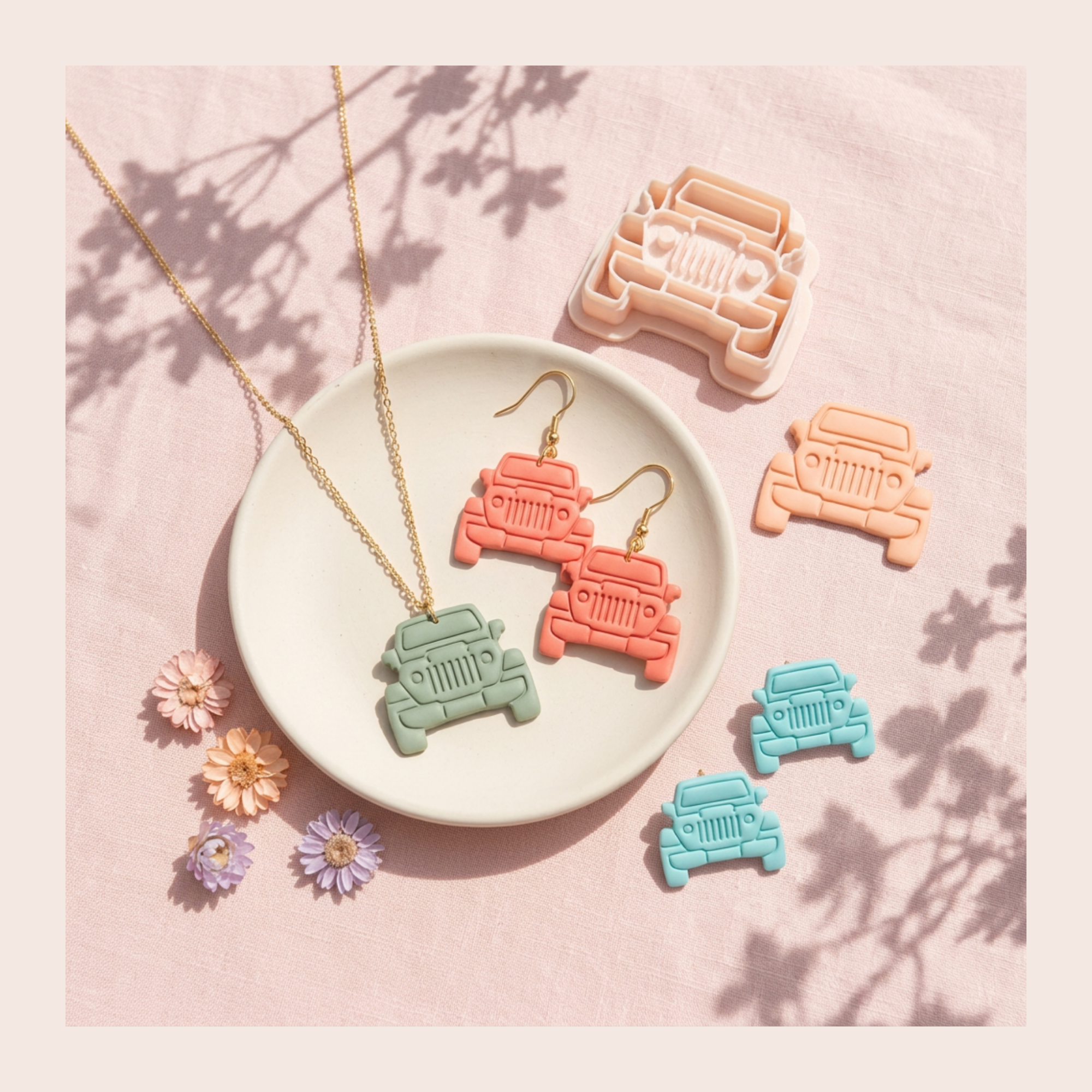 Jeep Front Polymer Clay Cutter | 3D Printed Car Clay Earring Cutter | Jeep Shape Cutter for Clay Jewellery Making | Clay Earring Tool