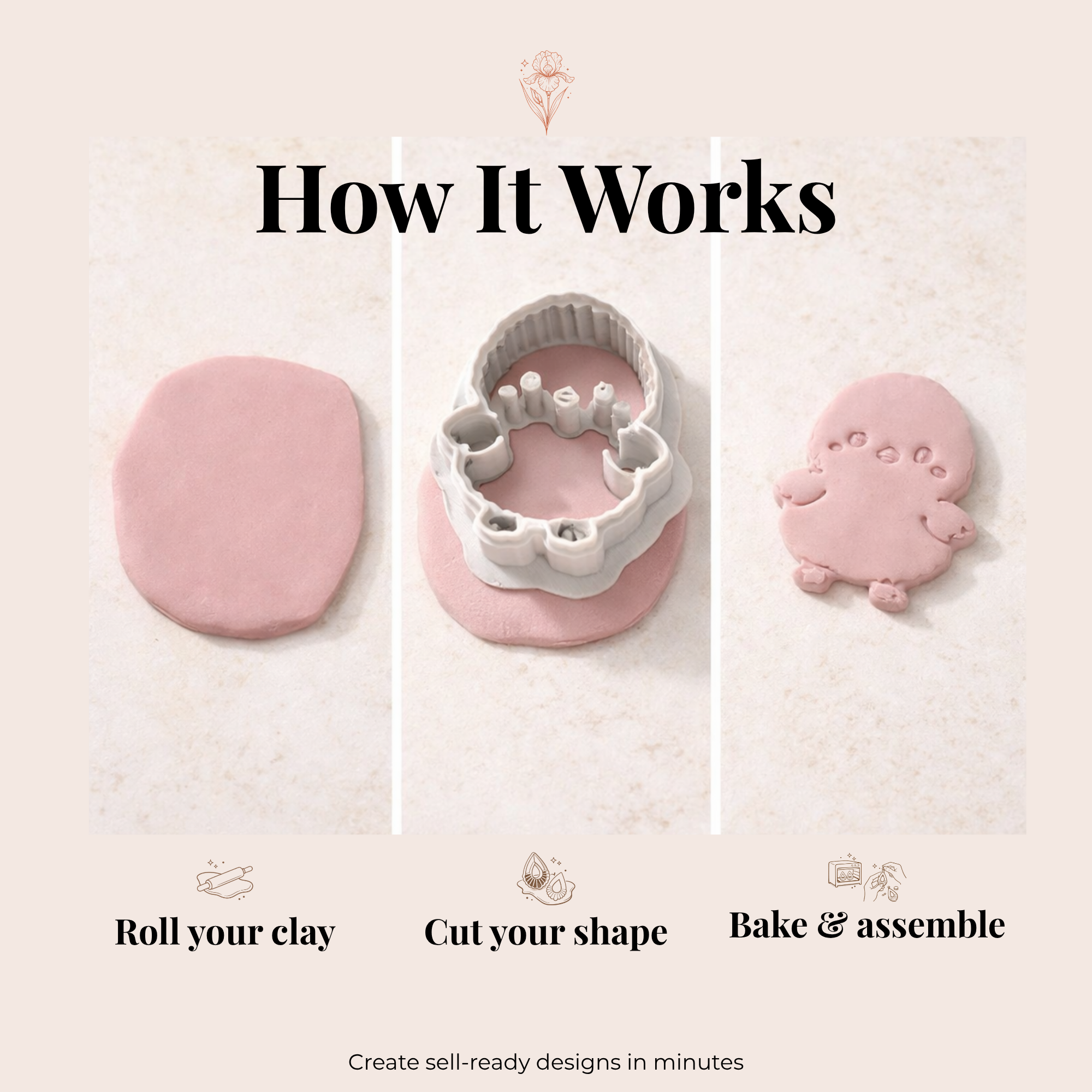 Kawaii Baby Chick Polymer Clay Cutter 25-45mm | Cute Jewellery | IrisCrafts7