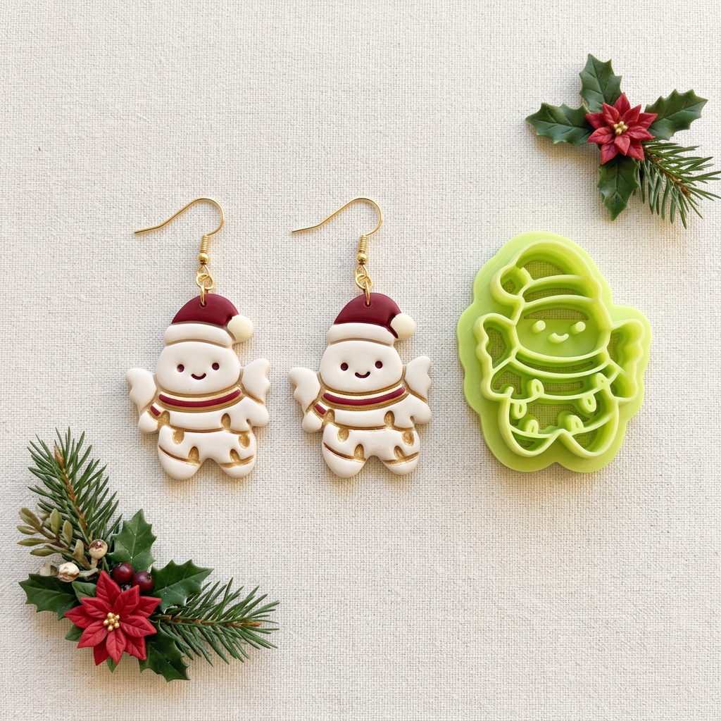 Kawaii Christmas Angel with String Lights Polymer Clay Cutter | Festive Tool