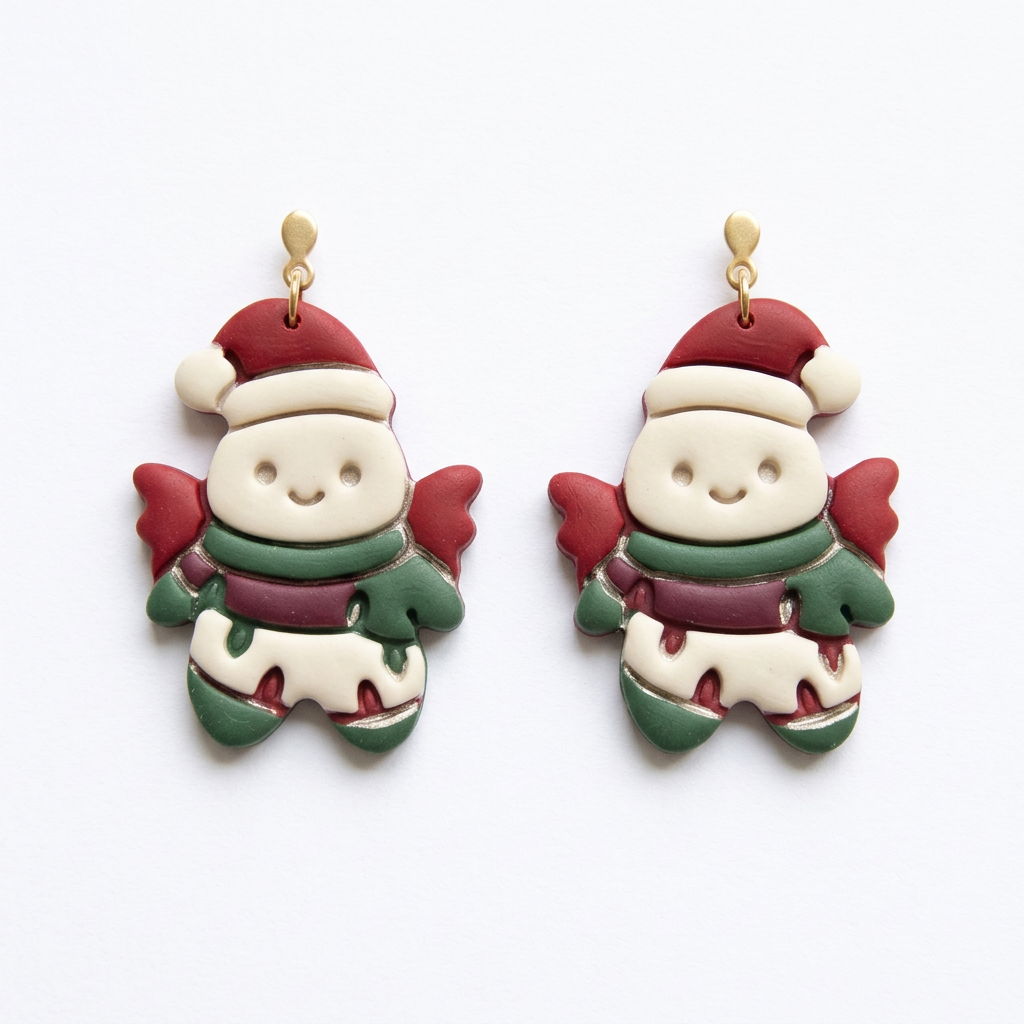 Kawaii Christmas Angel with String Lights Polymer Clay Cutter | Festive Tool