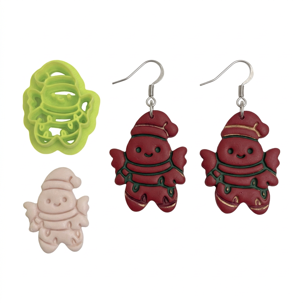 Kawaii Christmas Angel with String Lights Polymer Clay Cutter | Festive Tool