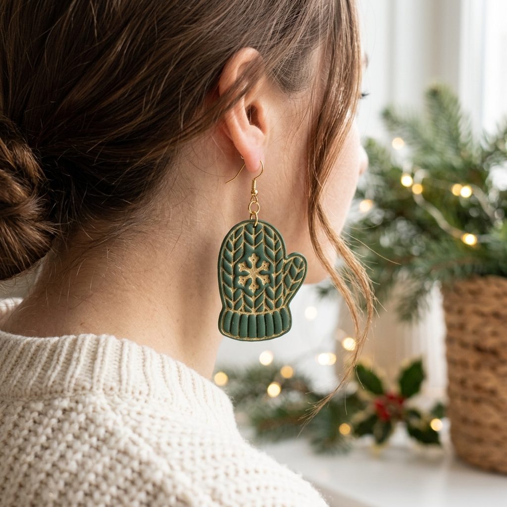Knitted Snowflake Mitten Polymer Clay Cutter | Winter Earring Tool