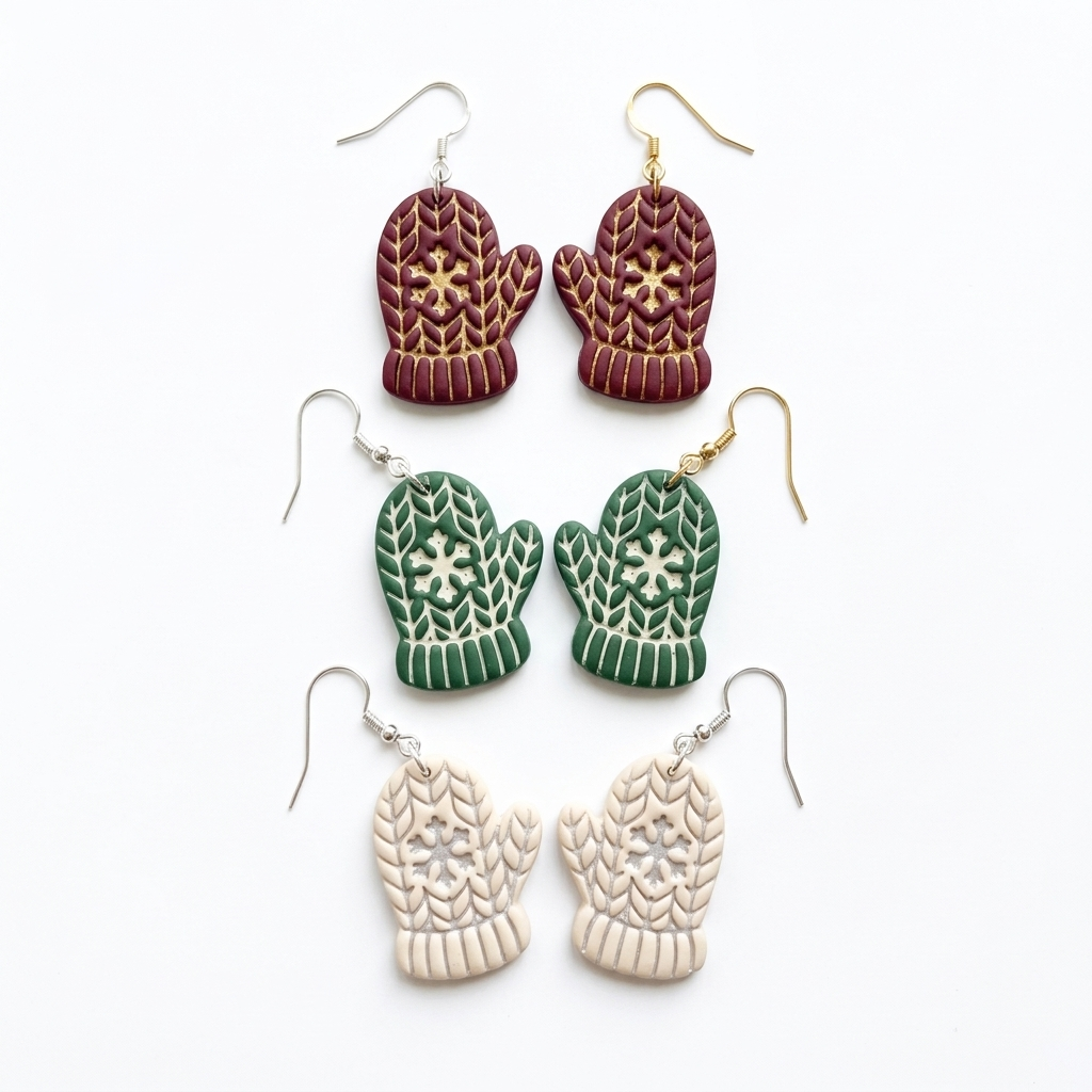 Knitted Snowflake Mitten Polymer Clay Cutter | Winter Earring Tool