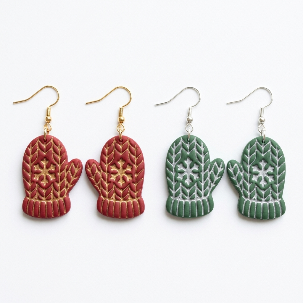 Knitted Snowflake Mitten Polymer Clay Cutter | Winter Earring Tool