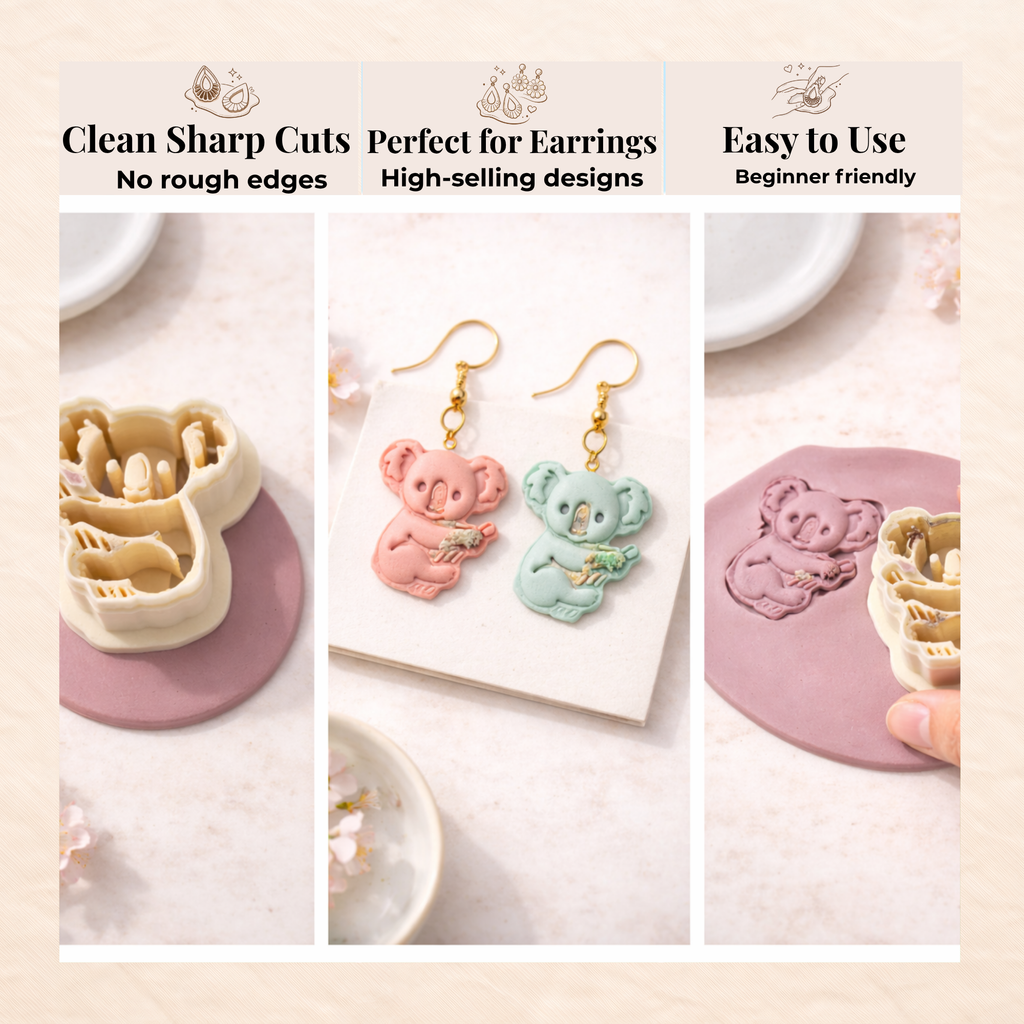 Koala 2 Polymer Clay Cutter | Animal Shape Clay Tool Jewellery Making | IrisCrafts7
