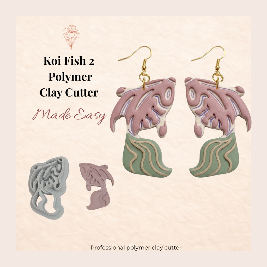 Koi Fish 2 Polymer Clay Cutter 25–45mm | Japanese Earring Cutter | IrisCrafts7