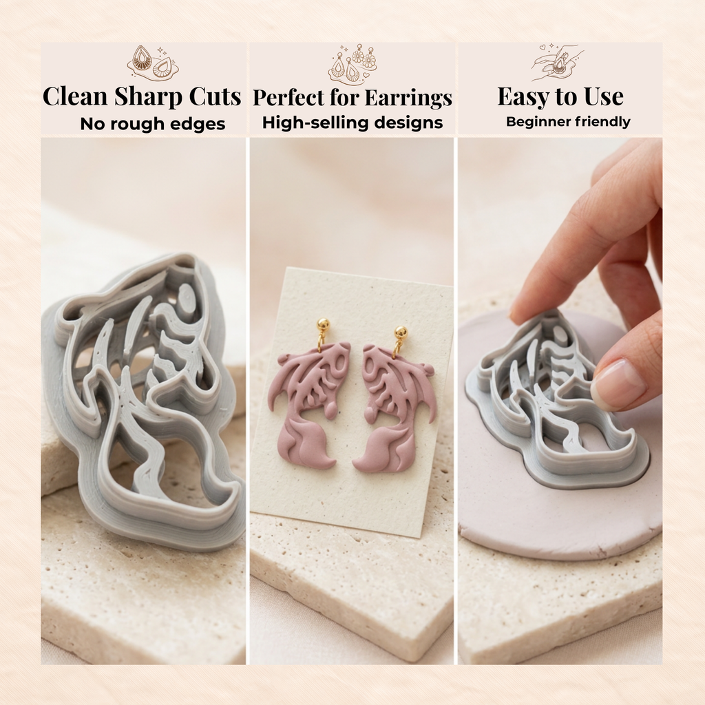 Koi Fish 2 Polymer Clay Cutter 25–45mm | Japanese Earring Cutter | IrisCrafts7