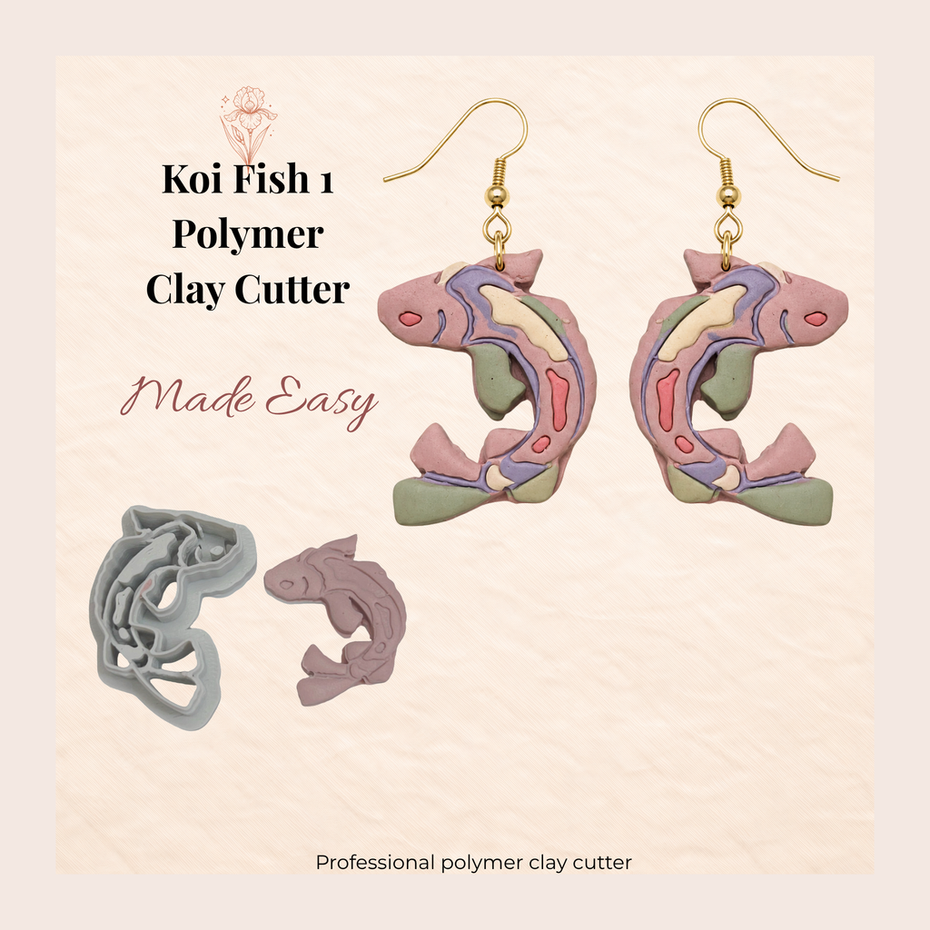 Koi Fish Polymer Clay Cutter 25–45mm | Japanese Earring Cutter | IrisCrafts7