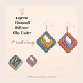 Layered Diamond Polymer Clay Cutter | 3D Printed Geometric Clay Earring Cutter | Diamond Shape Cutter for Clay Jewellery Making | Clay Earring Tool