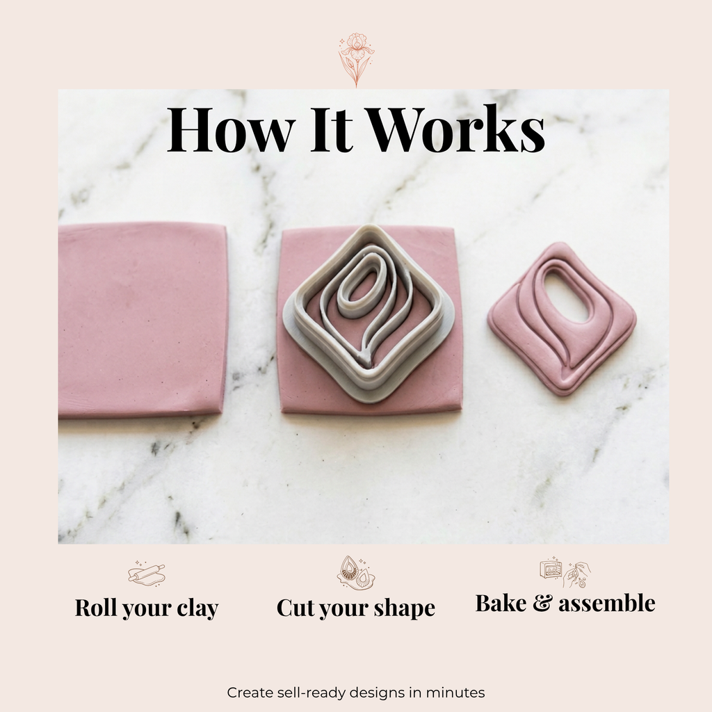 Layered Diamond Polymer Clay Cutter | 3D Printed Geometric Clay Earring Cutter | Diamond Shape Cutter for Clay Jewellery Making | Clay Earring Tool