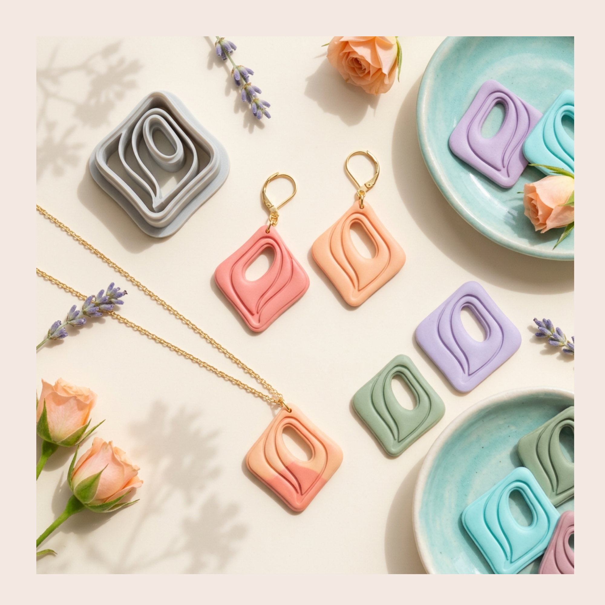Layered Diamond Polymer Clay Cutter | 3D Printed Geometric Clay Earring Cutter | Diamond Shape Cutter for Clay Jewellery Making | Clay Earring Tool