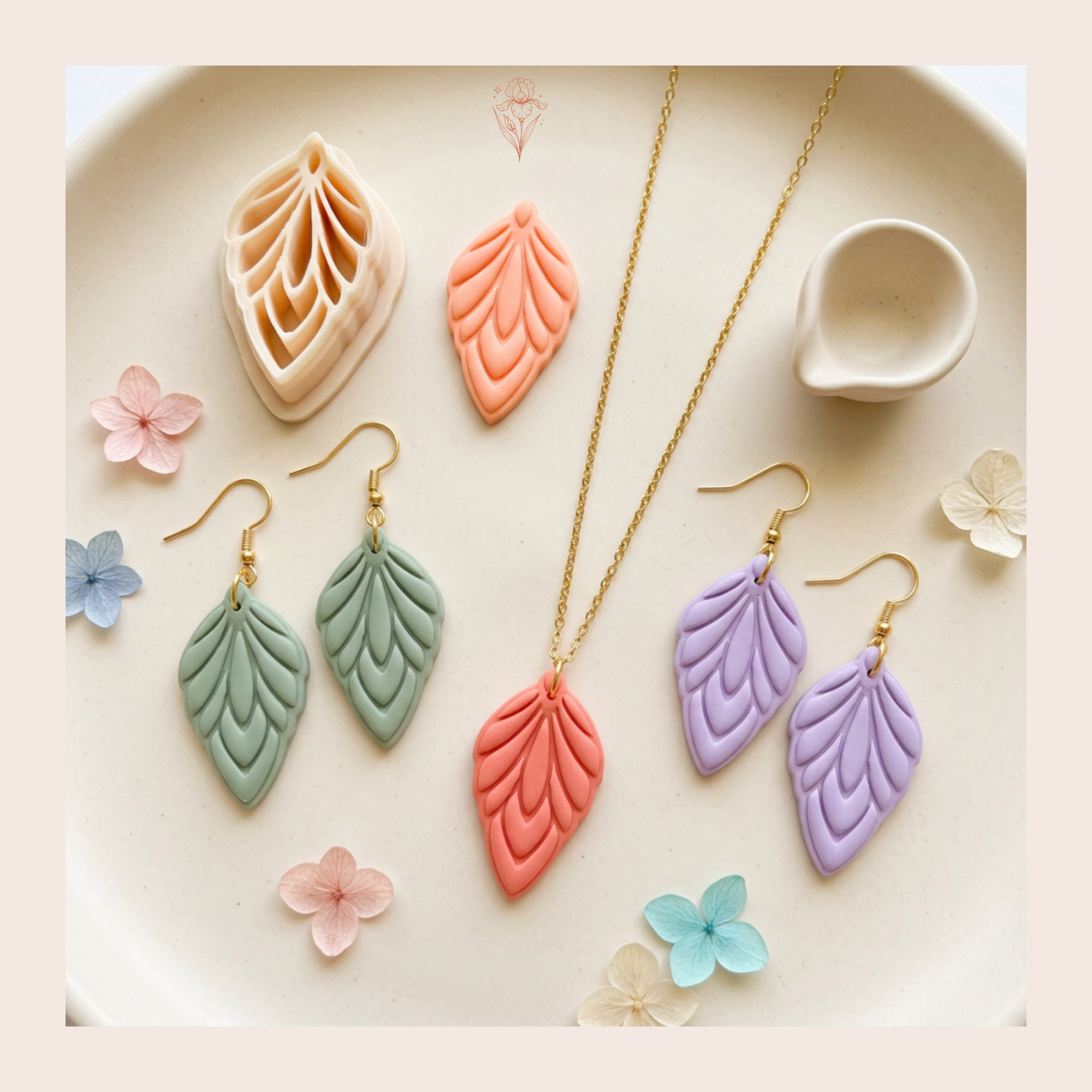 Leaf Long Polymer Clay Cutter 30–50mm | Botanical Earring Cutter | IrisCrafts7
