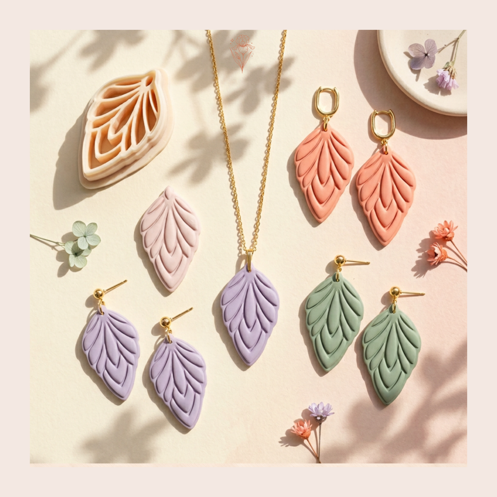 Leaf Long Polymer Clay Cutter 30–50mm | Botanical Earring Cutter | IrisCrafts7