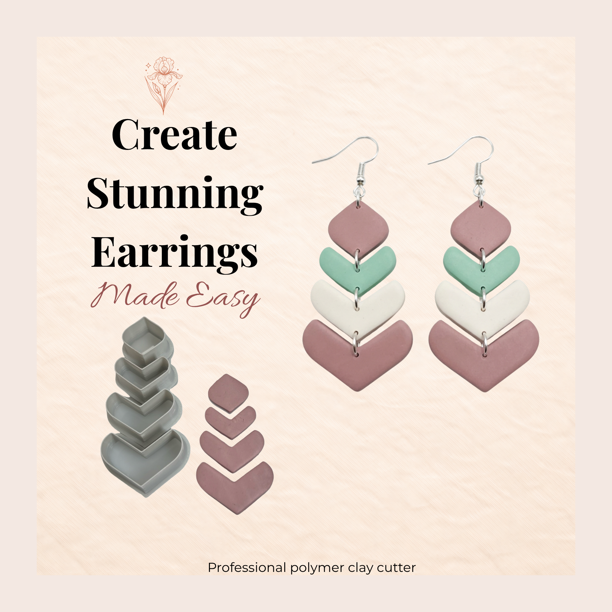 Leaves Dangle Set of 4 Polymer Clay Cutters | Jewellery Making Tools | IrisCrafts7