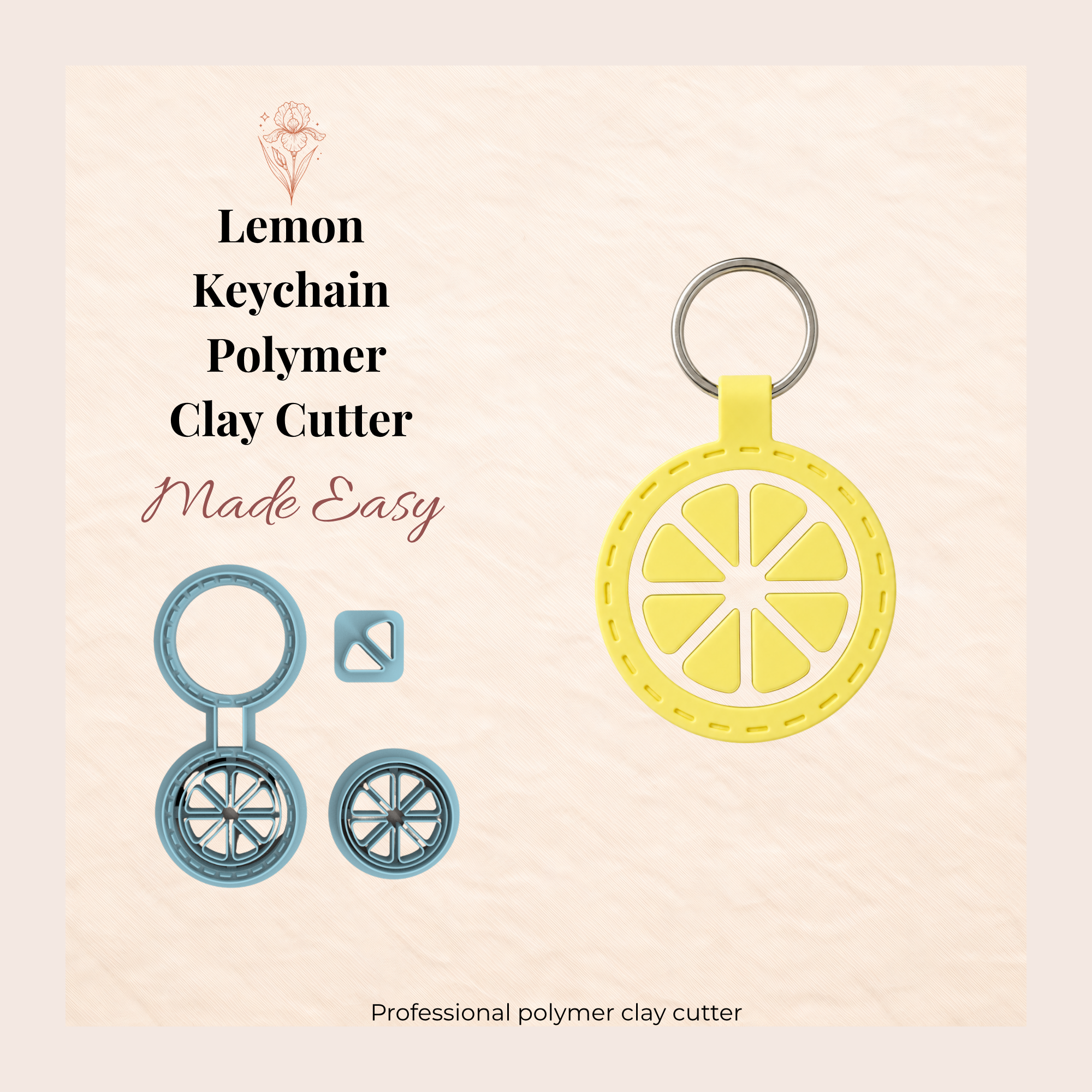 Lemon Keychain Polymer Clay Cutter | 30–40mm | Lemon Shape Clay Cutter | Keychain Jewellery Making Tool
