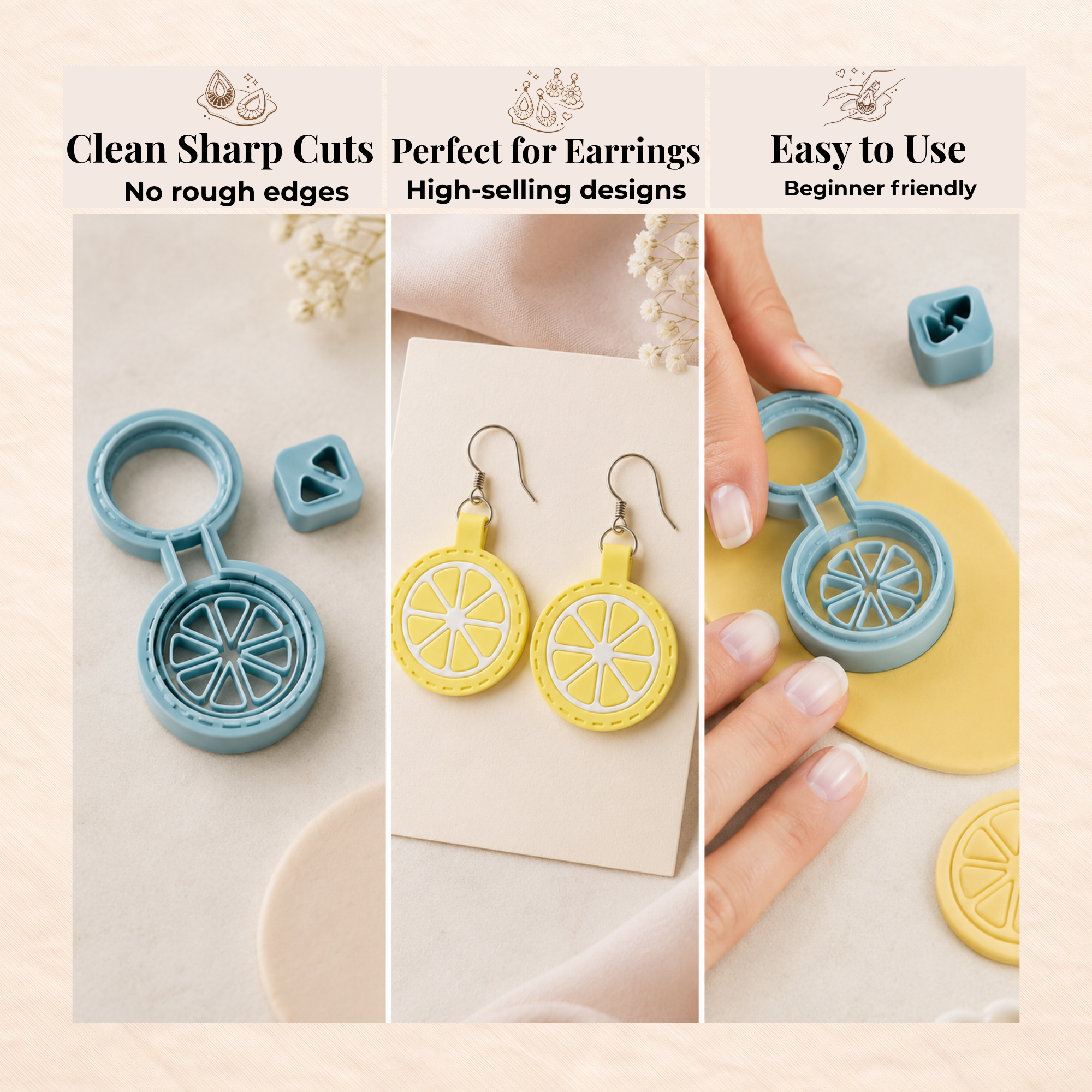 Lemon Keychain Polymer Clay Cutter | 30–40mm | Lemon Shape Clay Cutter | Keychain Jewellery Making Tool