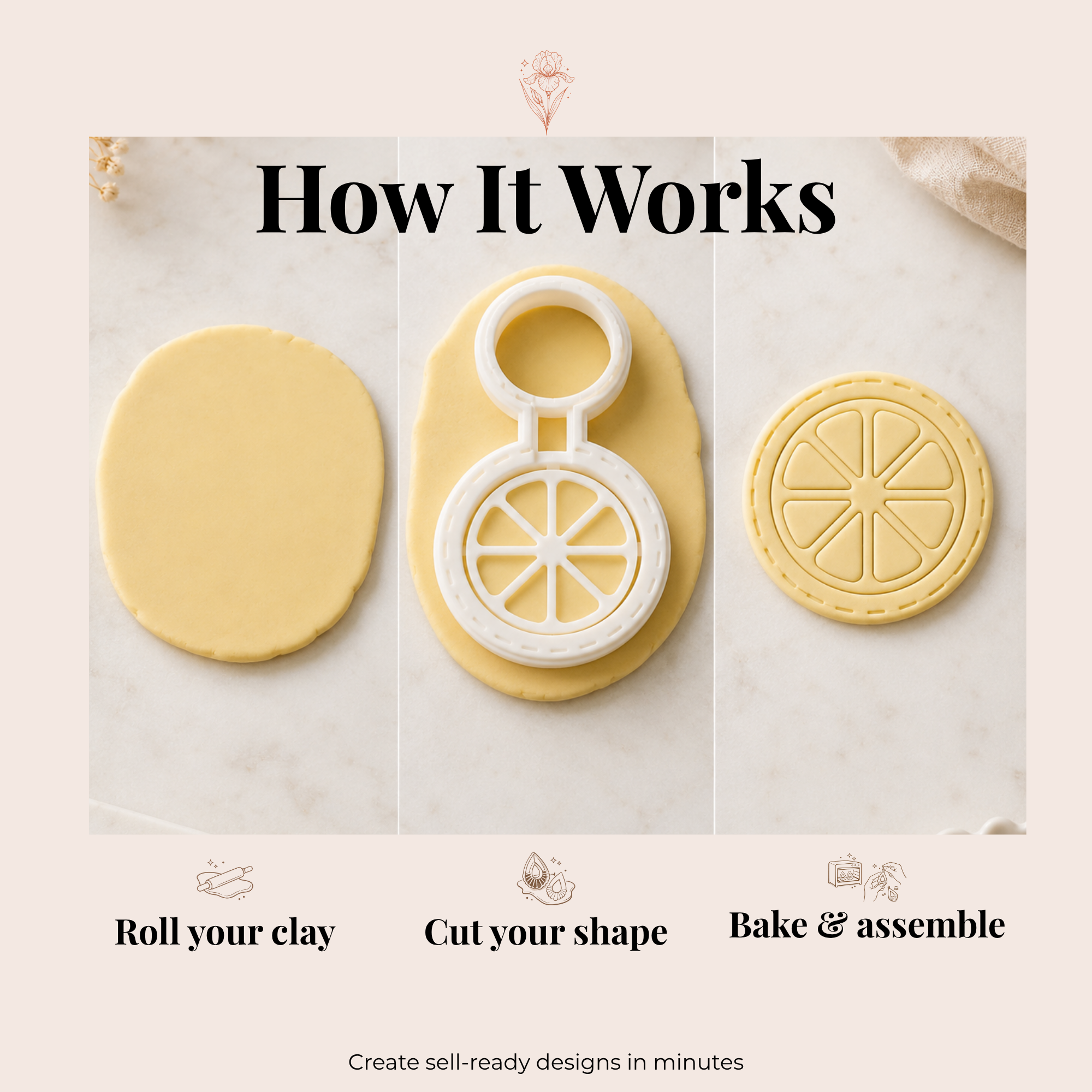 Lemon Keychain Polymer Clay Cutter | 30–40mm | Lemon Shape Clay Cutter | Keychain Jewellery Making Tool