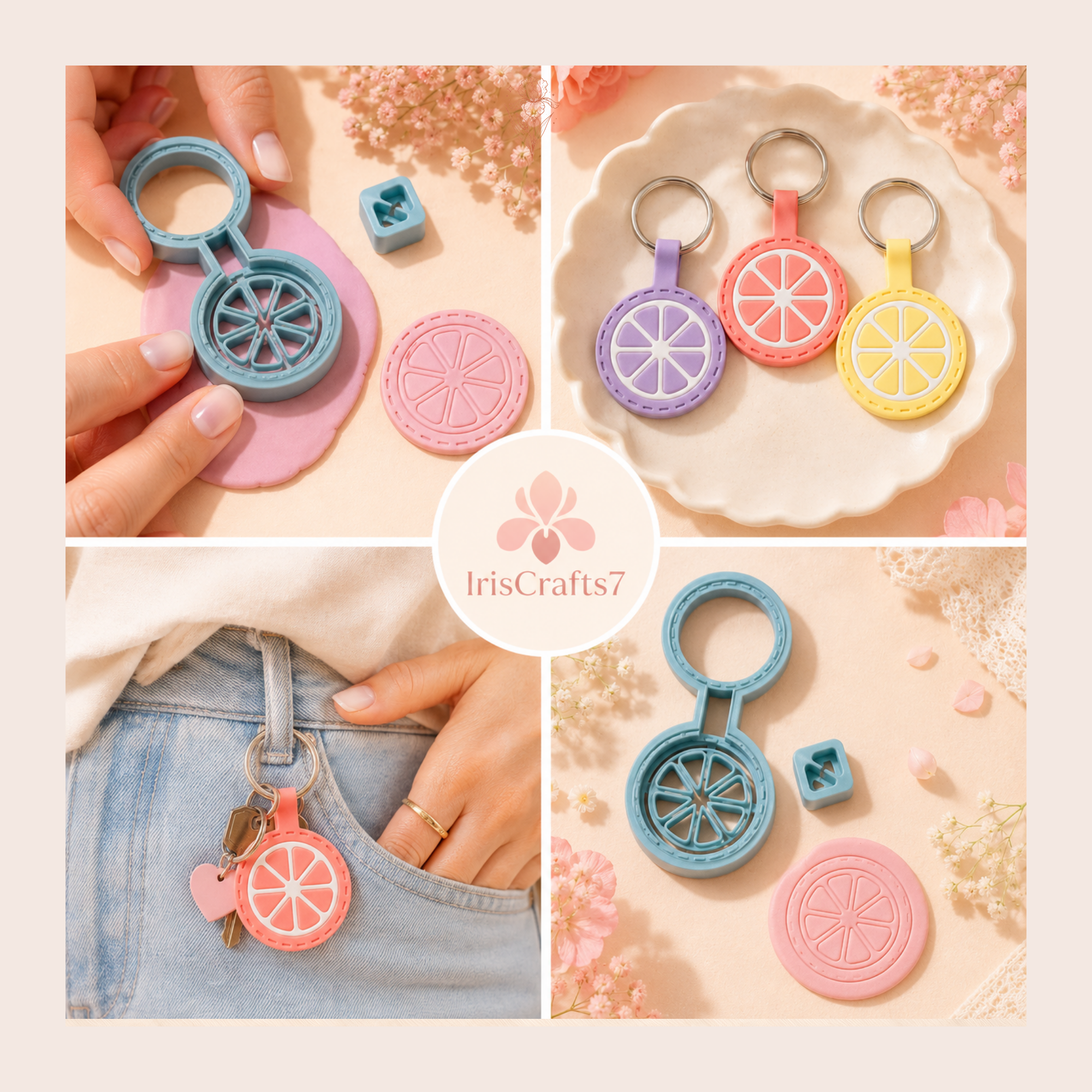 Lemon Keychain Polymer Clay Cutter | 30–40mm | Lemon Shape Clay Cutter | Keychain Jewellery Making Tool