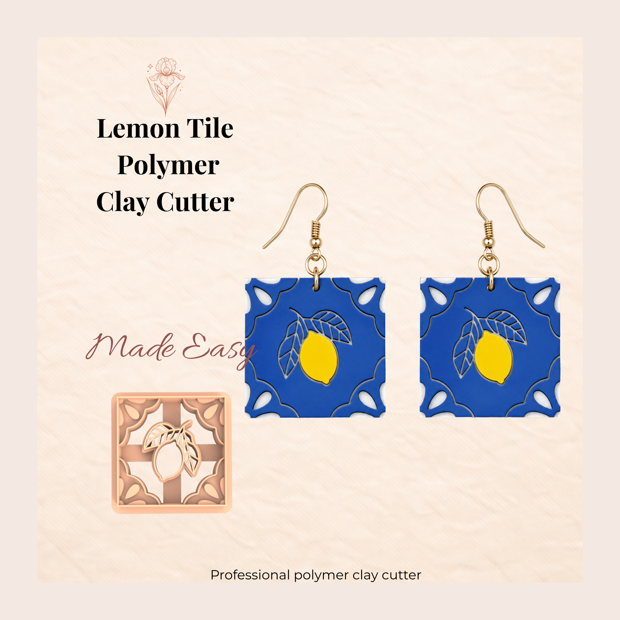 Lemon Tile Polymer Clay Cutter | 25–40mm | Lemon Tile Shape Clay Cutter | Earring Jewellery Making Tool