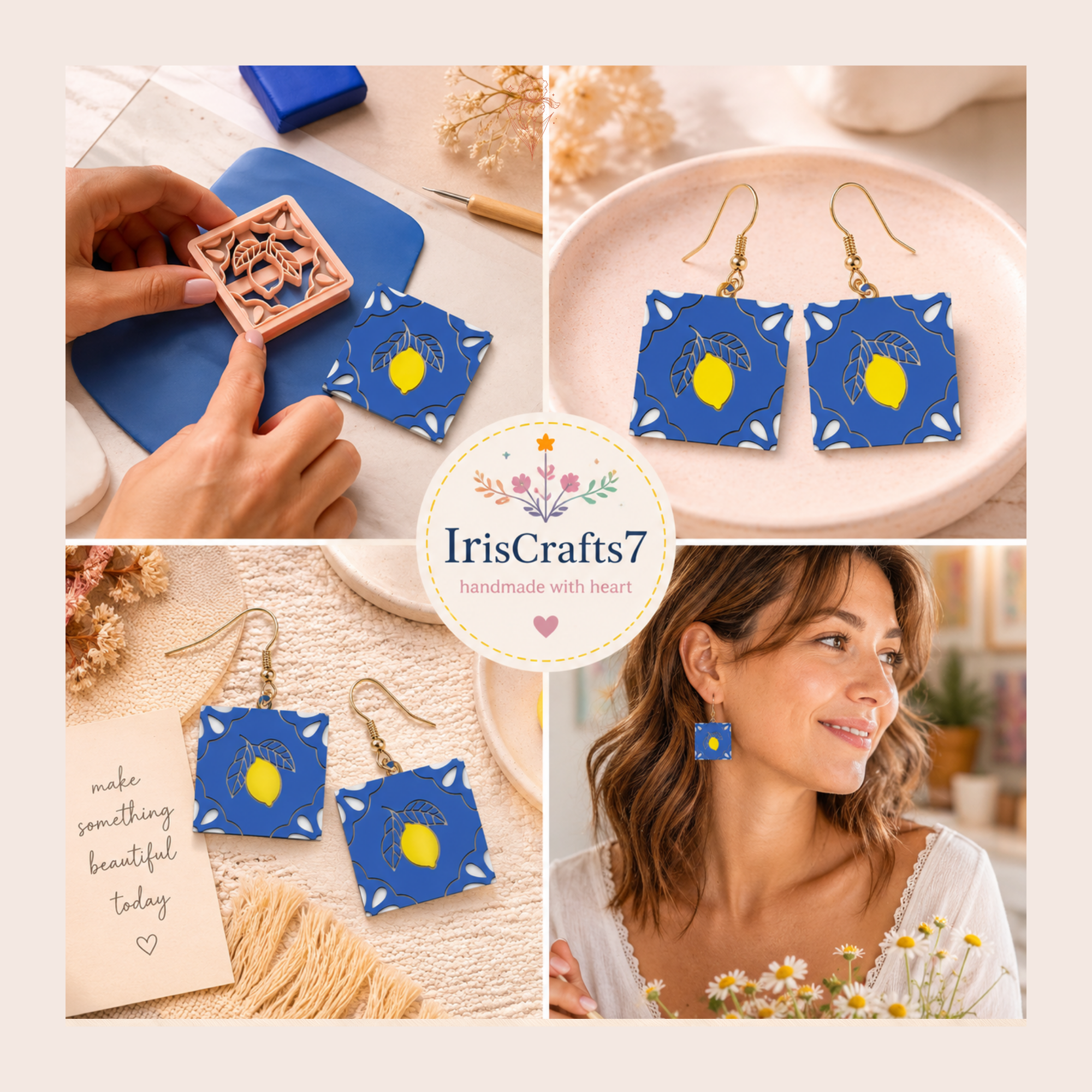 Lemon Tile Polymer Clay Cutter | 25–40mm | Lemon Tile Shape Clay Cutter | Earring Jewellery Making Tool