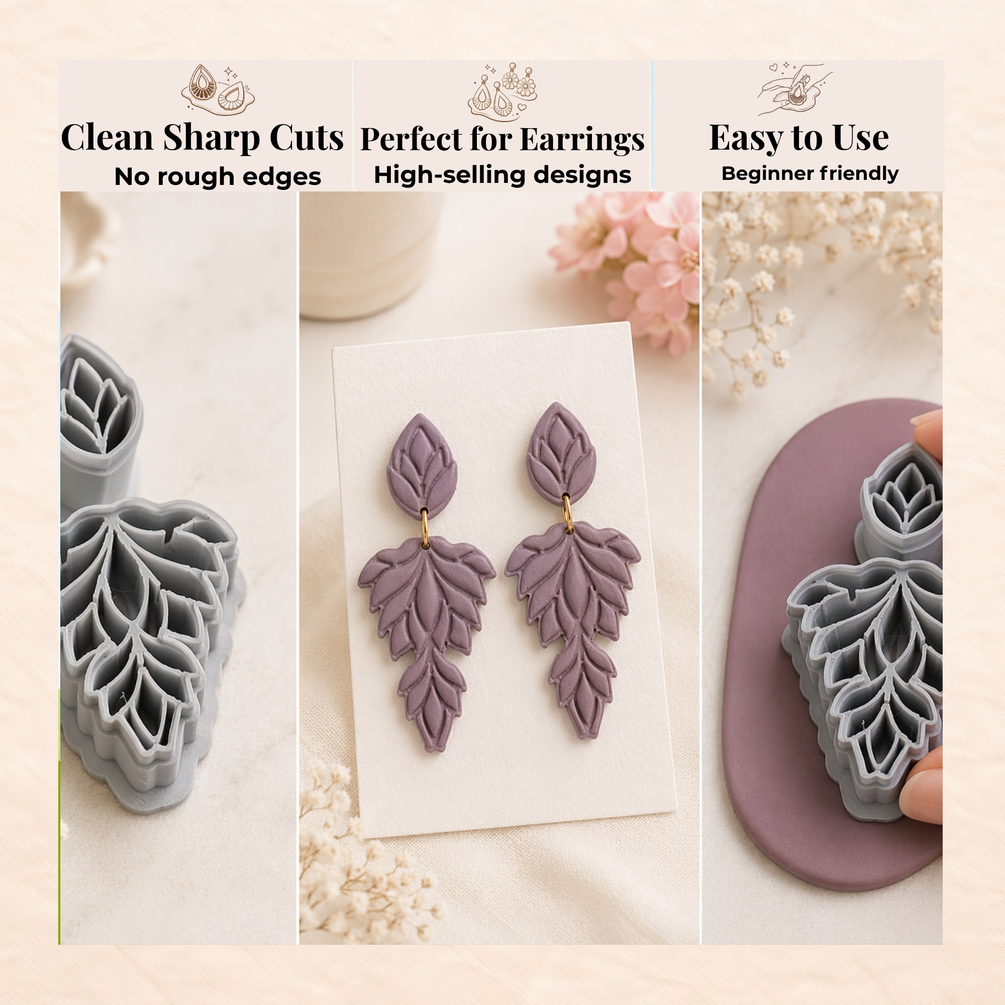 Lotus Bridal Set Polymer Clay Cutter 30-50mm | Elegant Jewellery | IrisCrafts7