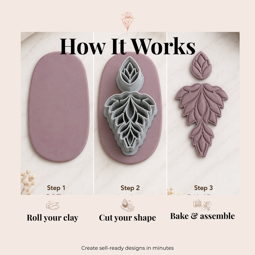 Lotus Bridal Set Polymer Clay Cutter 30-50mm | Elegant Jewellery | IrisCrafts7