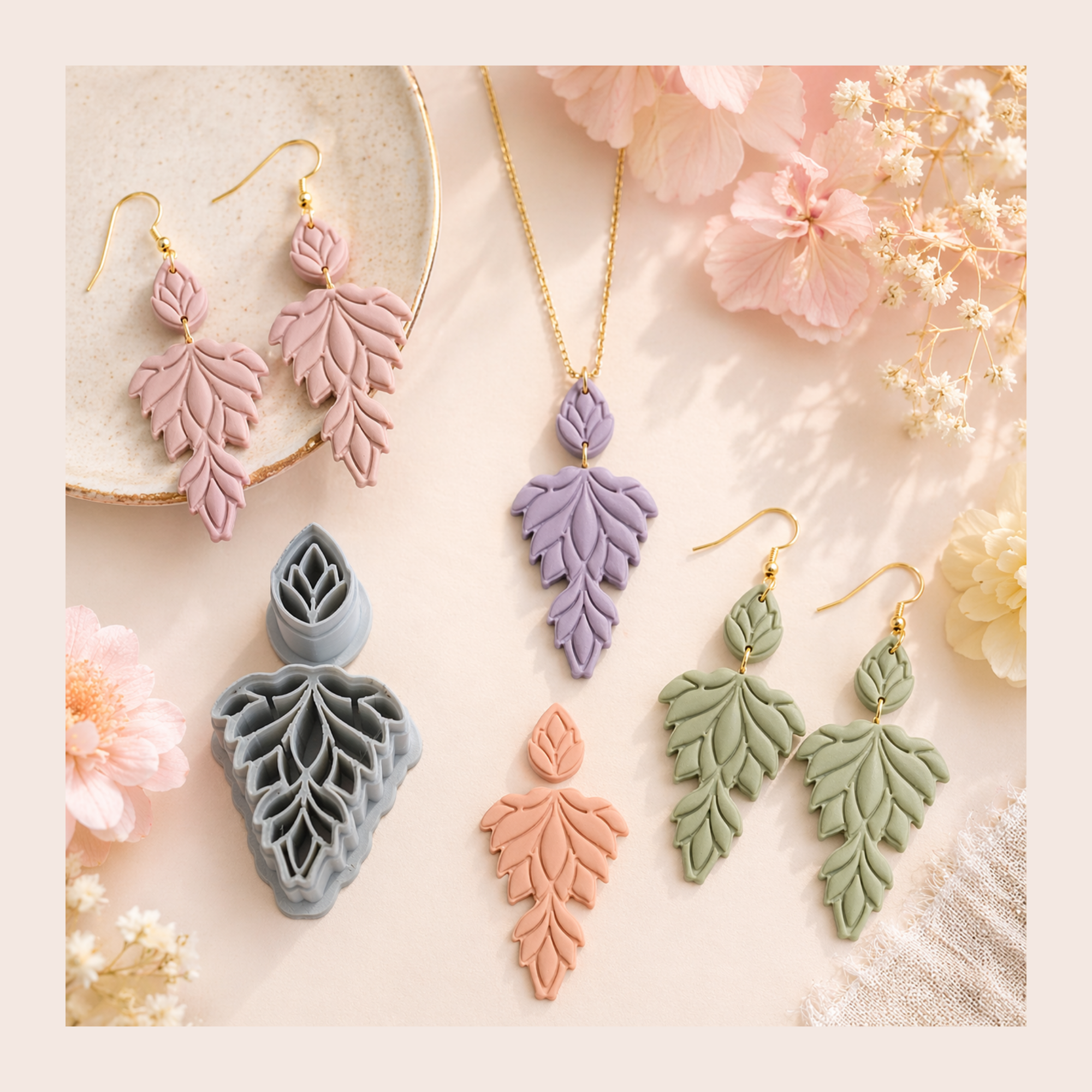 Lotus Bridal Set Polymer Clay Cutter 30-50mm | Elegant Jewellery | IrisCrafts7