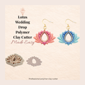 Lotus Wedding Drop Polymer Clay Cutter 30–50mm | Bridal Earring Cutter | IrisCrafts7