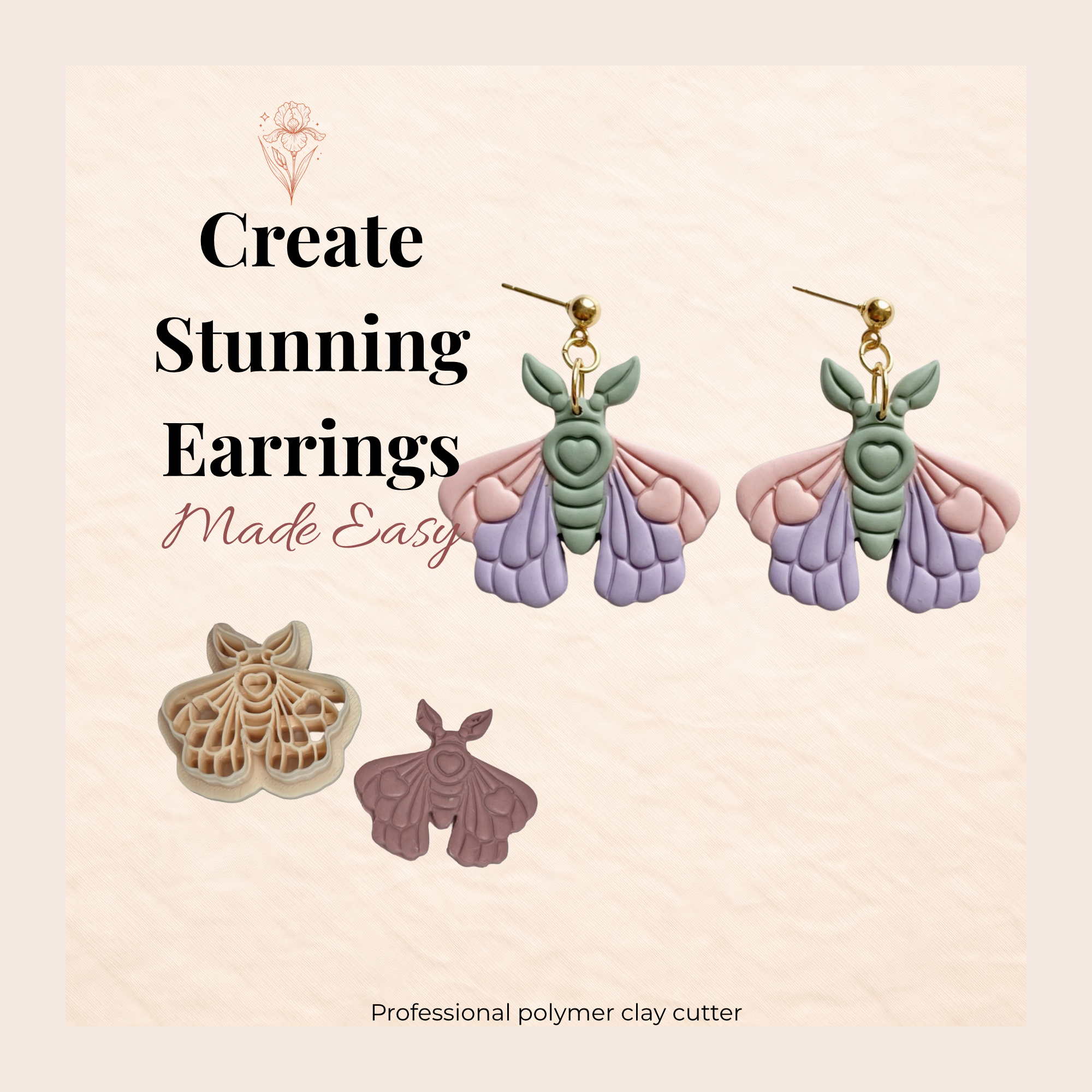 Love Moth Polymer Clay Cutter – Gothic Butterfly Earring Cutter | Valentine Jewellery Tool