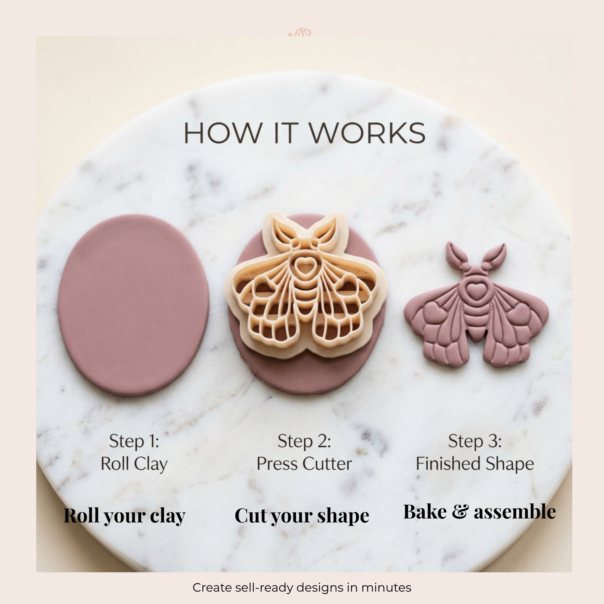 Love Moth Polymer Clay Cutter – Gothic Butterfly Earring Cutter | Valentine Jewellery Tool
