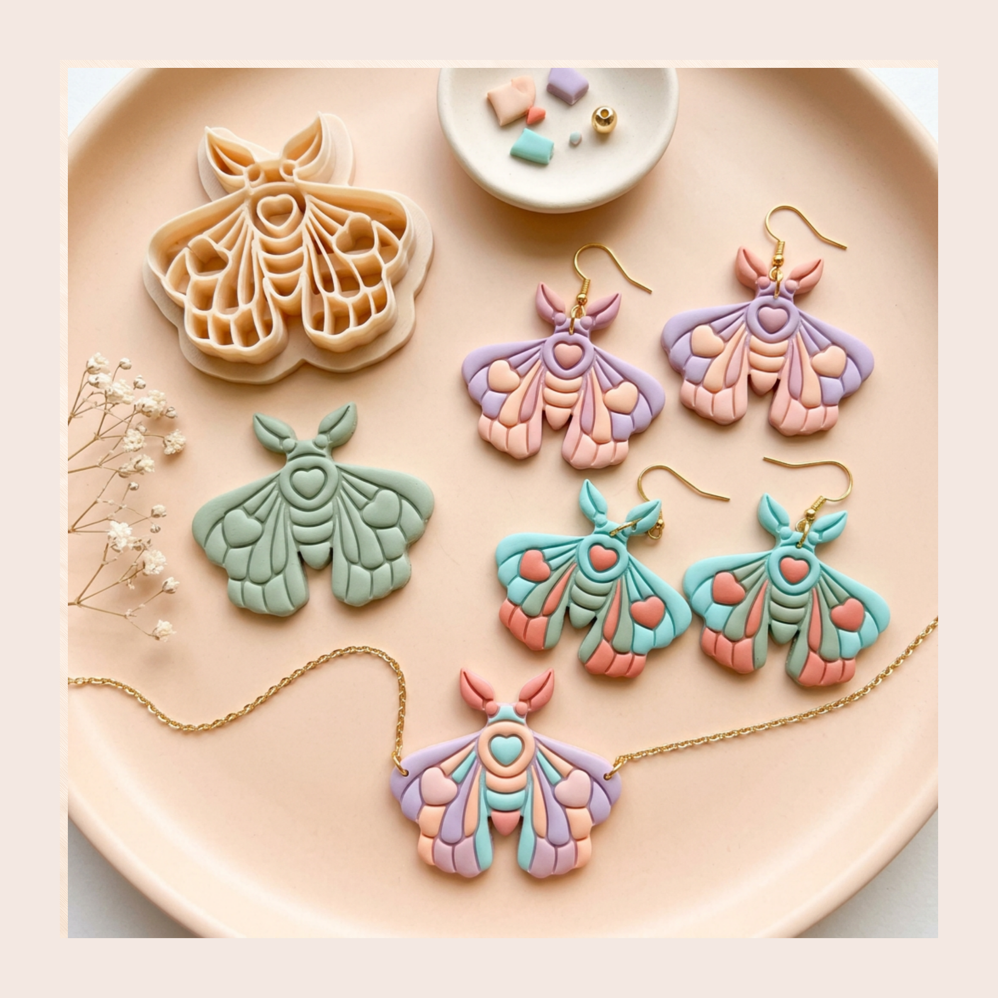 Love Moth Polymer Clay Cutter – Gothic Butterfly Earring Cutter | Valentine Jewellery Tool