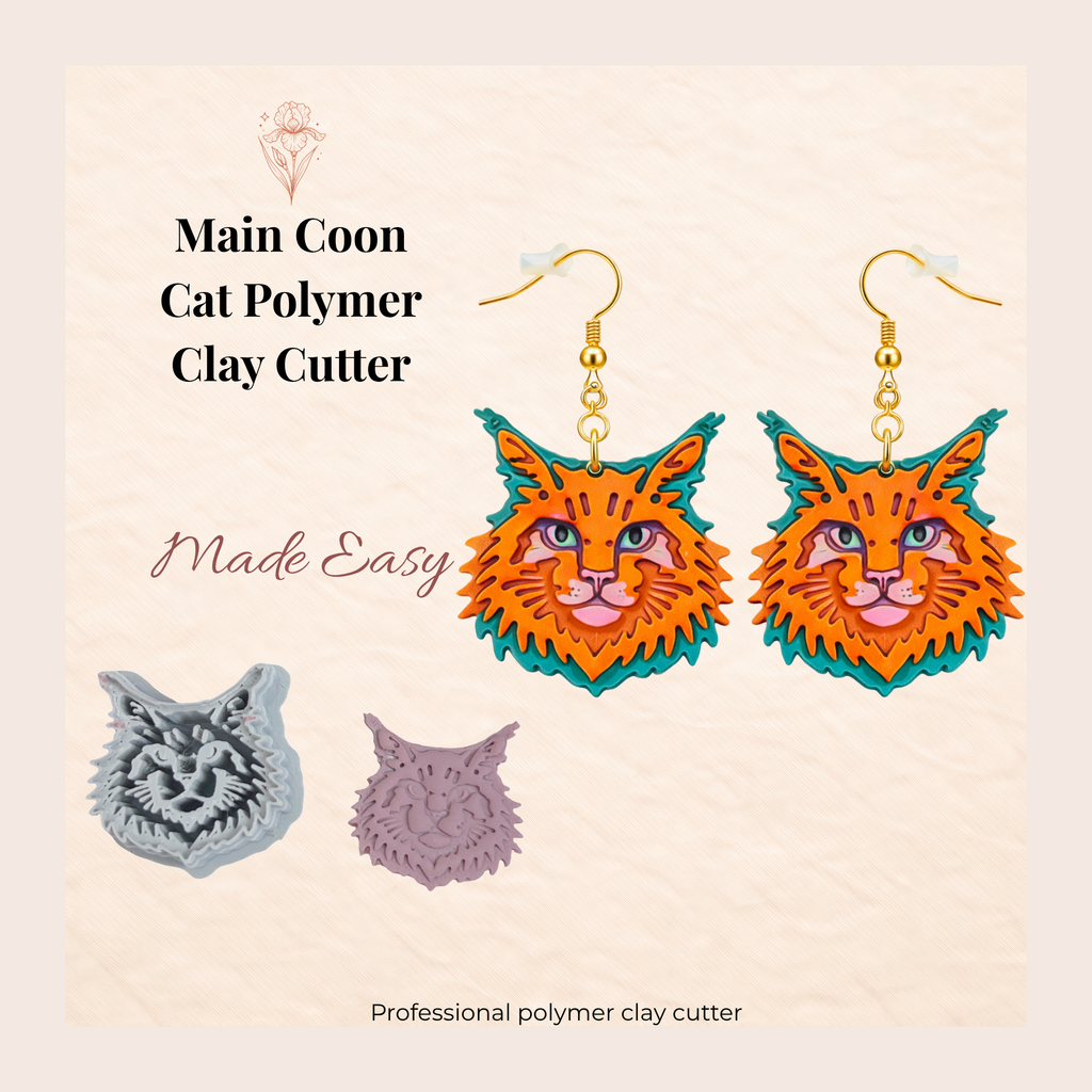 Maine Coon Cat Polymer Clay Cutter 30-50mm | Animal Jewellery | IrisCrafts7