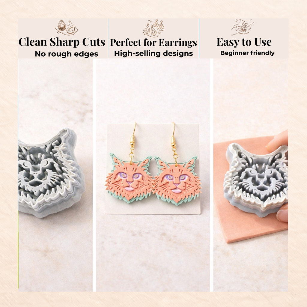 Maine Coon Cat Polymer Clay Cutter 30-50mm | Animal Jewellery | IrisCrafts7