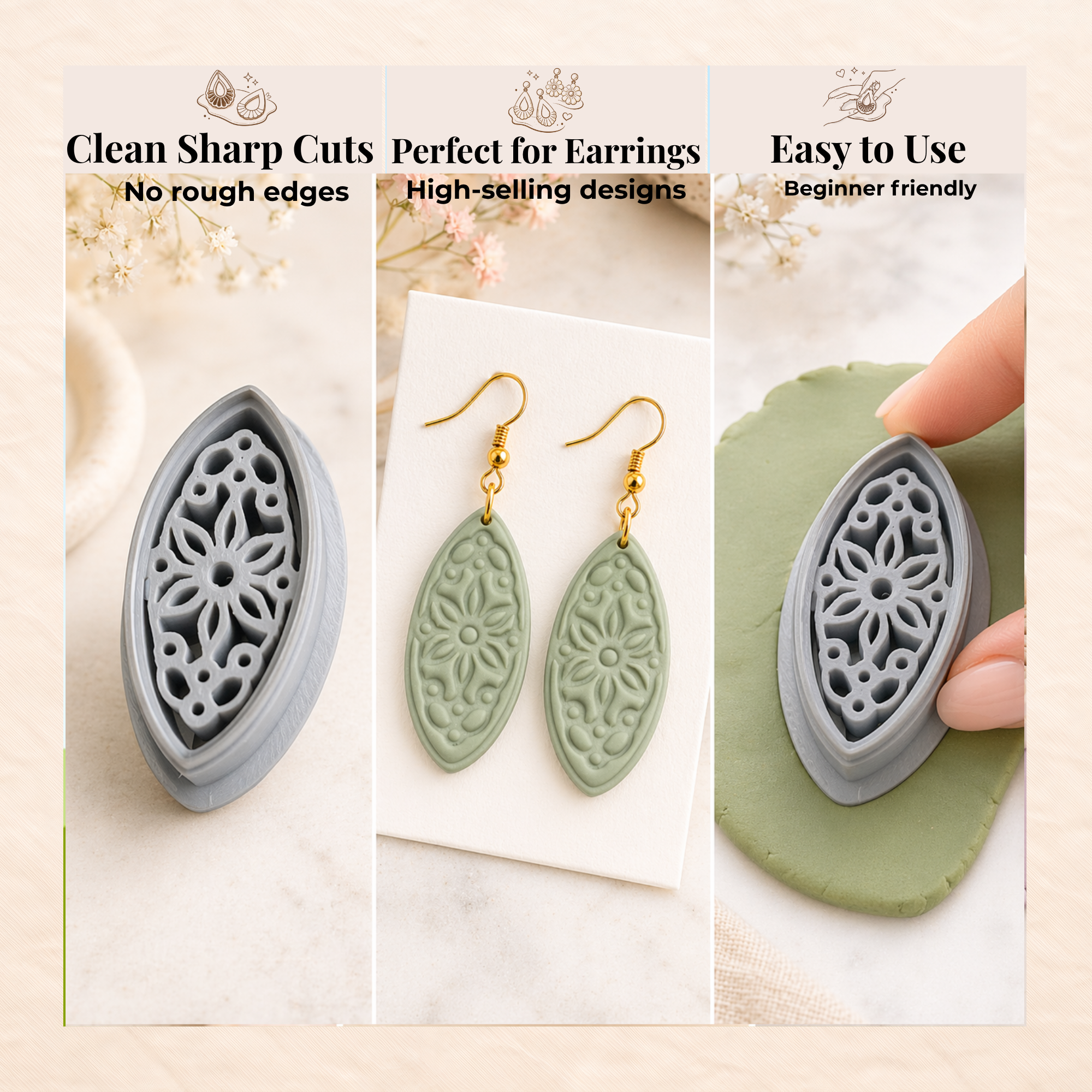 Mandala Rosette Polymer Clay Cutter 30-50mm | Boho Jewellery | IrisCrafts7