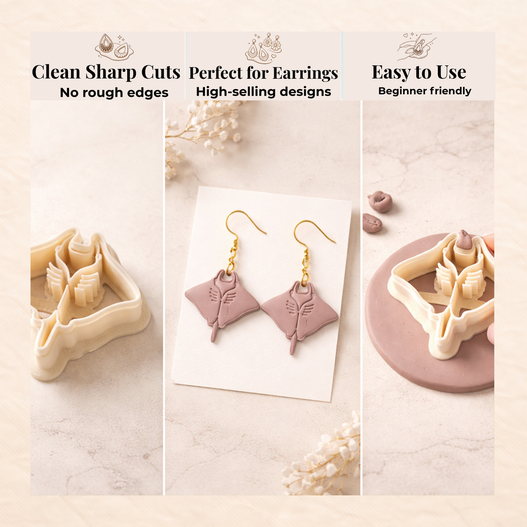 Manta Ray Polymer Clay Cutter 30-50mm | Ocean Jewellery Making | IrisCrafts7