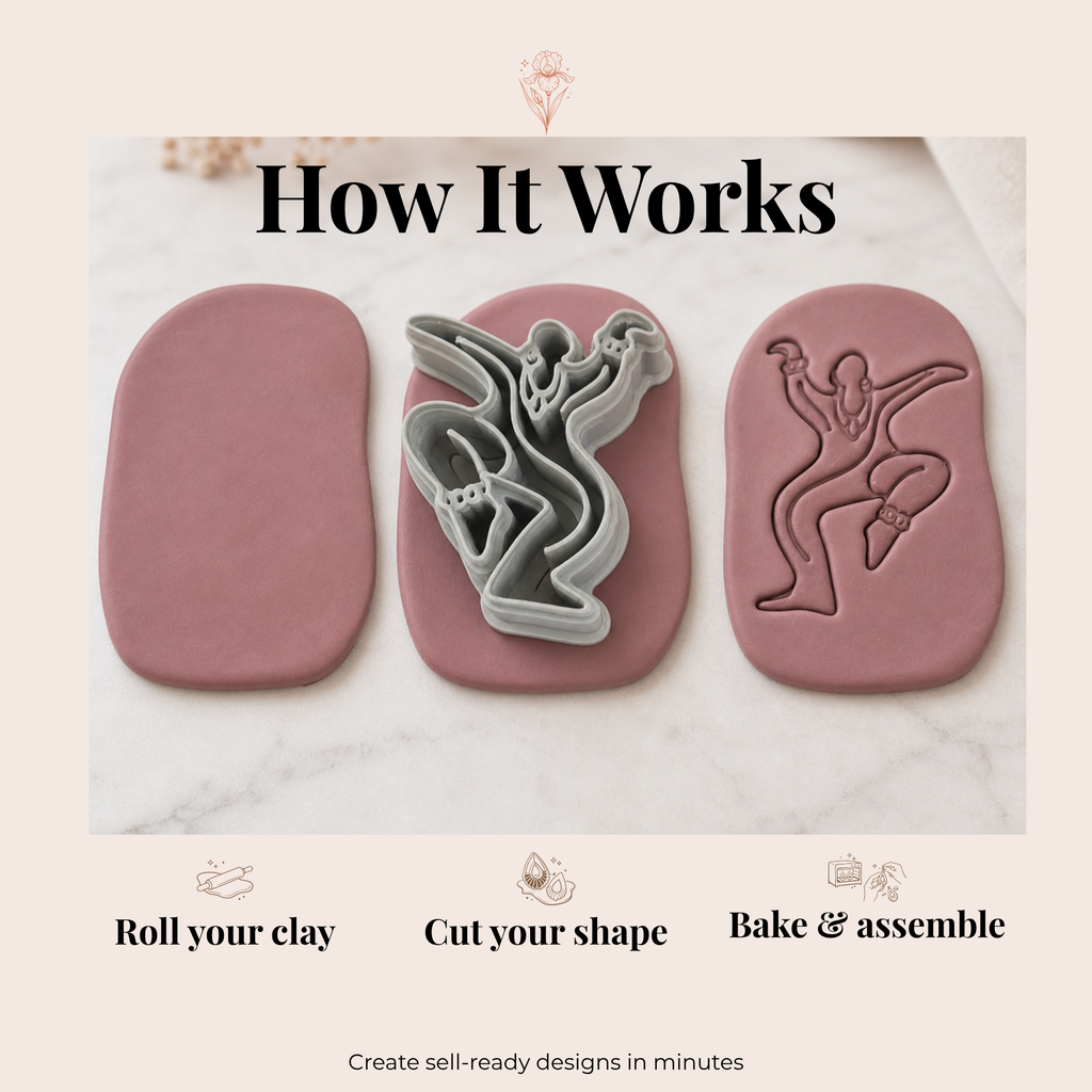 Matisse Abstract Dancing Figure 1 Polymer Clay Cutter 30–50mm | Art Earring Cutter | IrisCrafts7