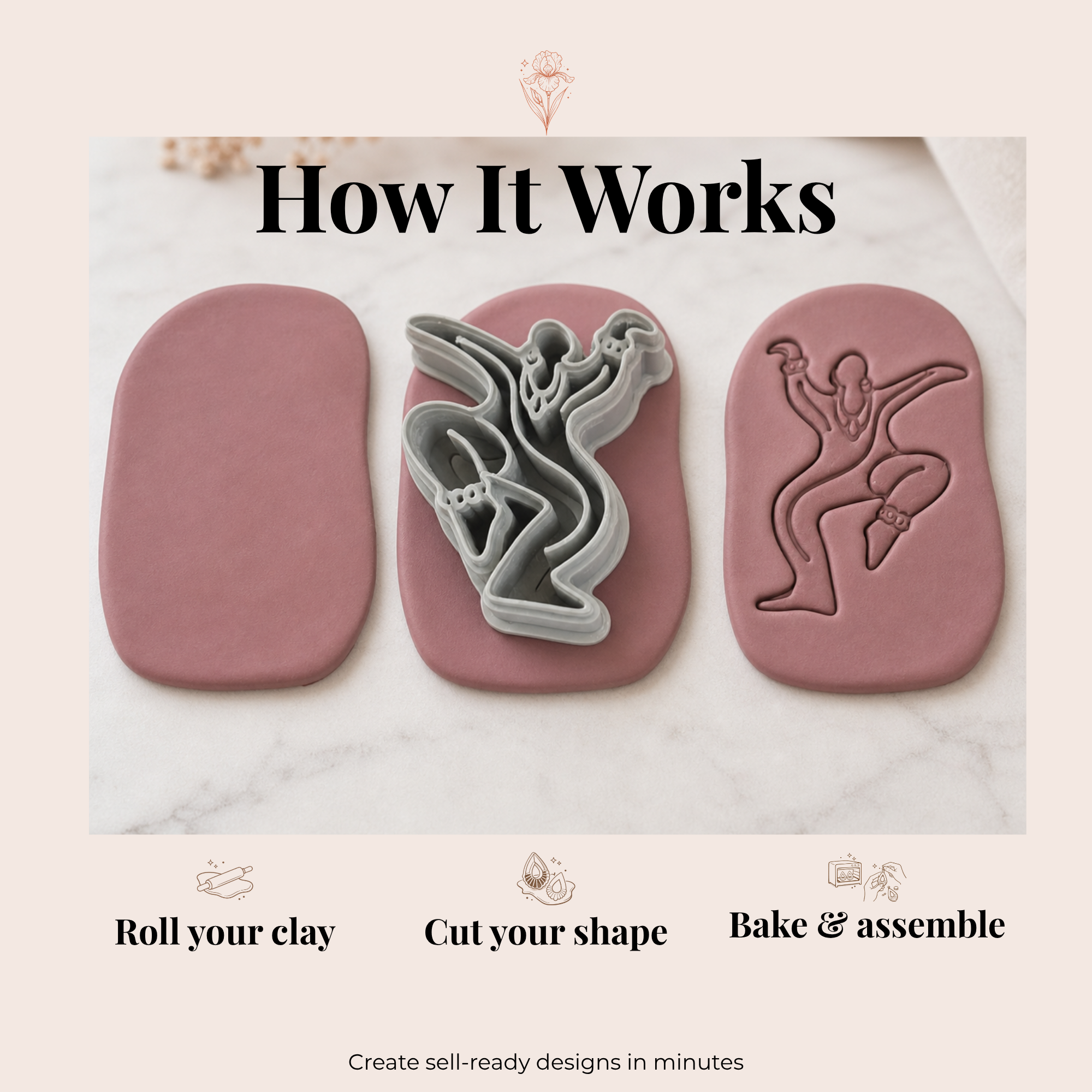Matisse Abstract Dancing Figure 1 Polymer Clay Cutter 30–50mm | Art Earring Cutter | IrisCrafts7