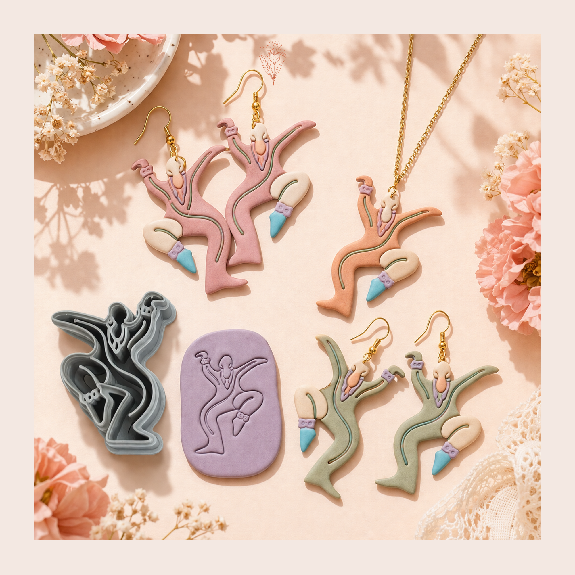 Matisse Abstract Dancing Figure 1 Polymer Clay Cutter 30–50mm | Art Earring Cutter | IrisCrafts7