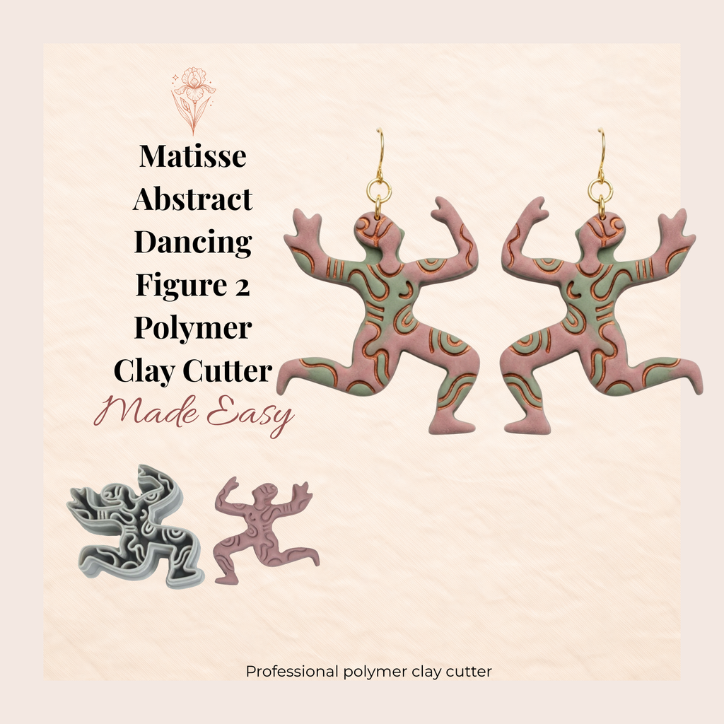 Matisse Abstract Dancing Figure 2 Polymer Clay Cutter 30–50mm | Art Earring Cutter | IrisCrafts7